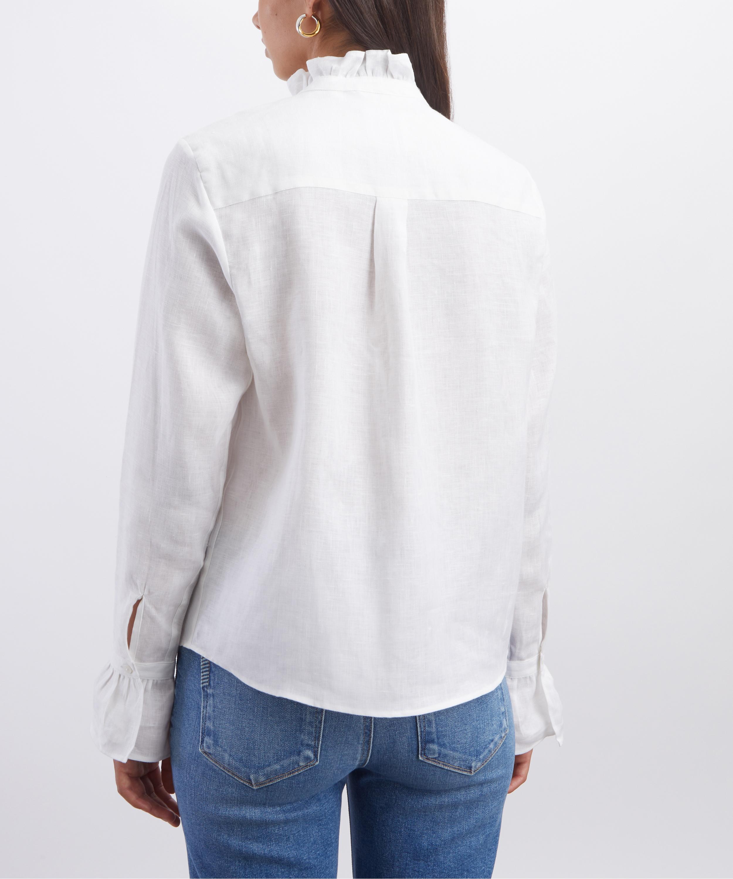 With Nothing Underneath - White Linen Kew Blouse image number 3