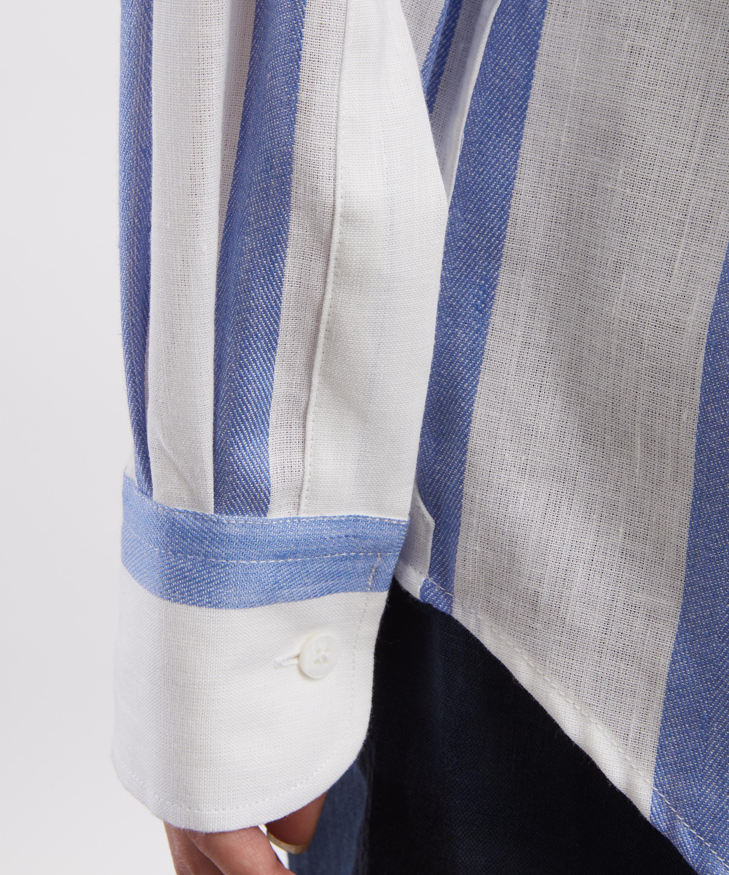 With Nothing Underneath - The Boyfriend Weave Ocean Blue Stripe Shirt image number 4