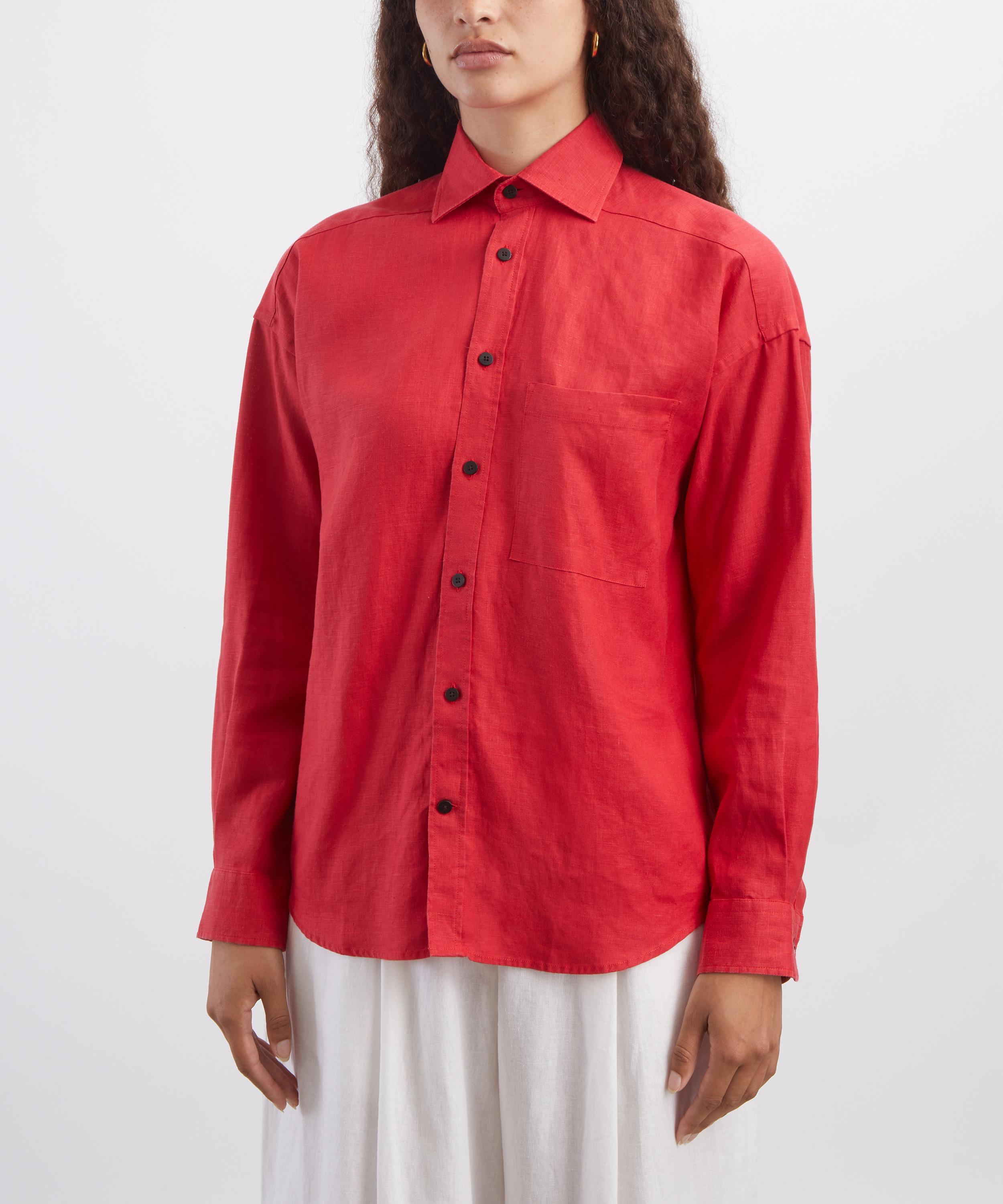 With Nothing Underneath - The Weekend Red Hemp Shirt image number 2