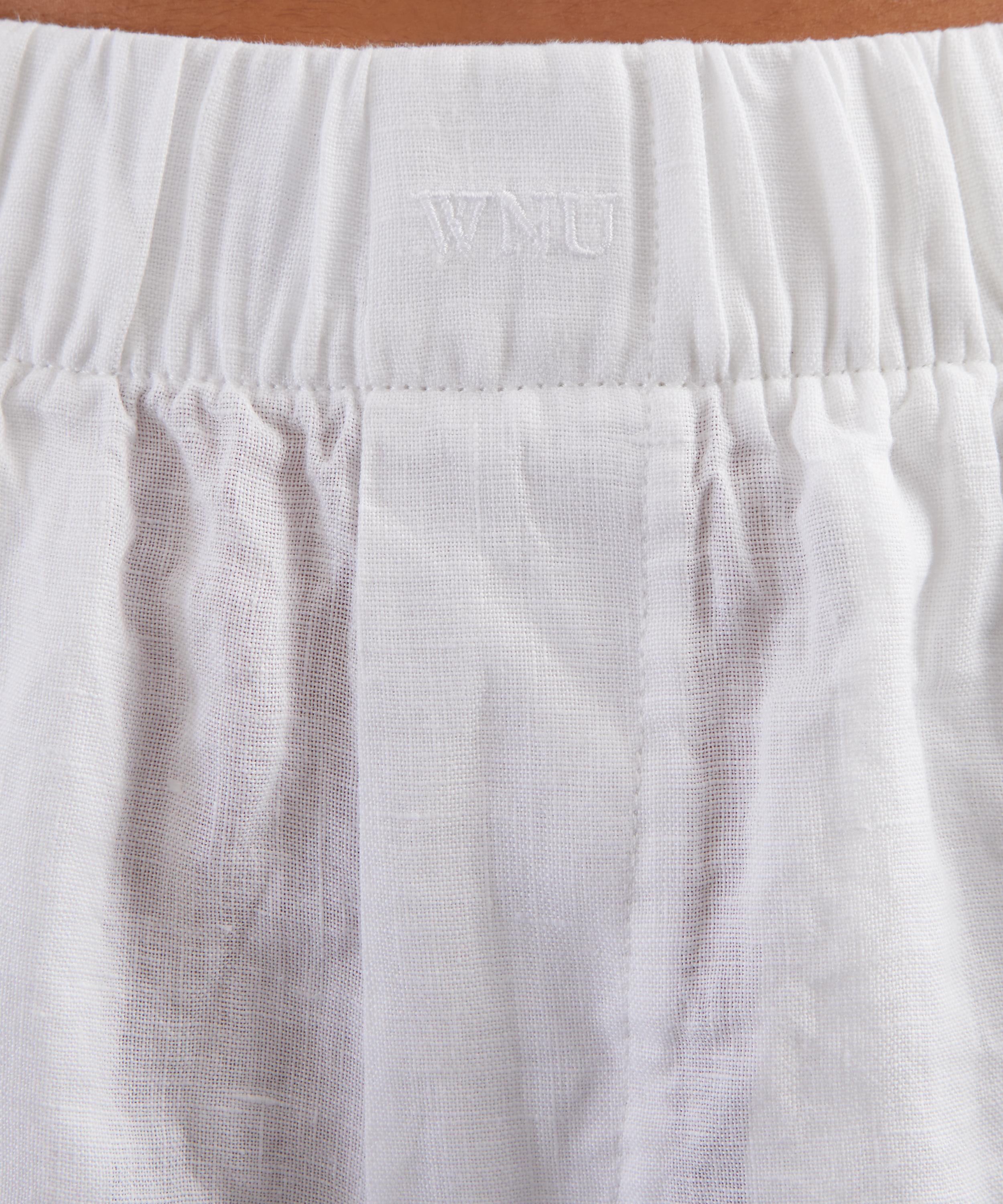 With Nothing Underneath - The Boxer White Linen Shorts image number 4