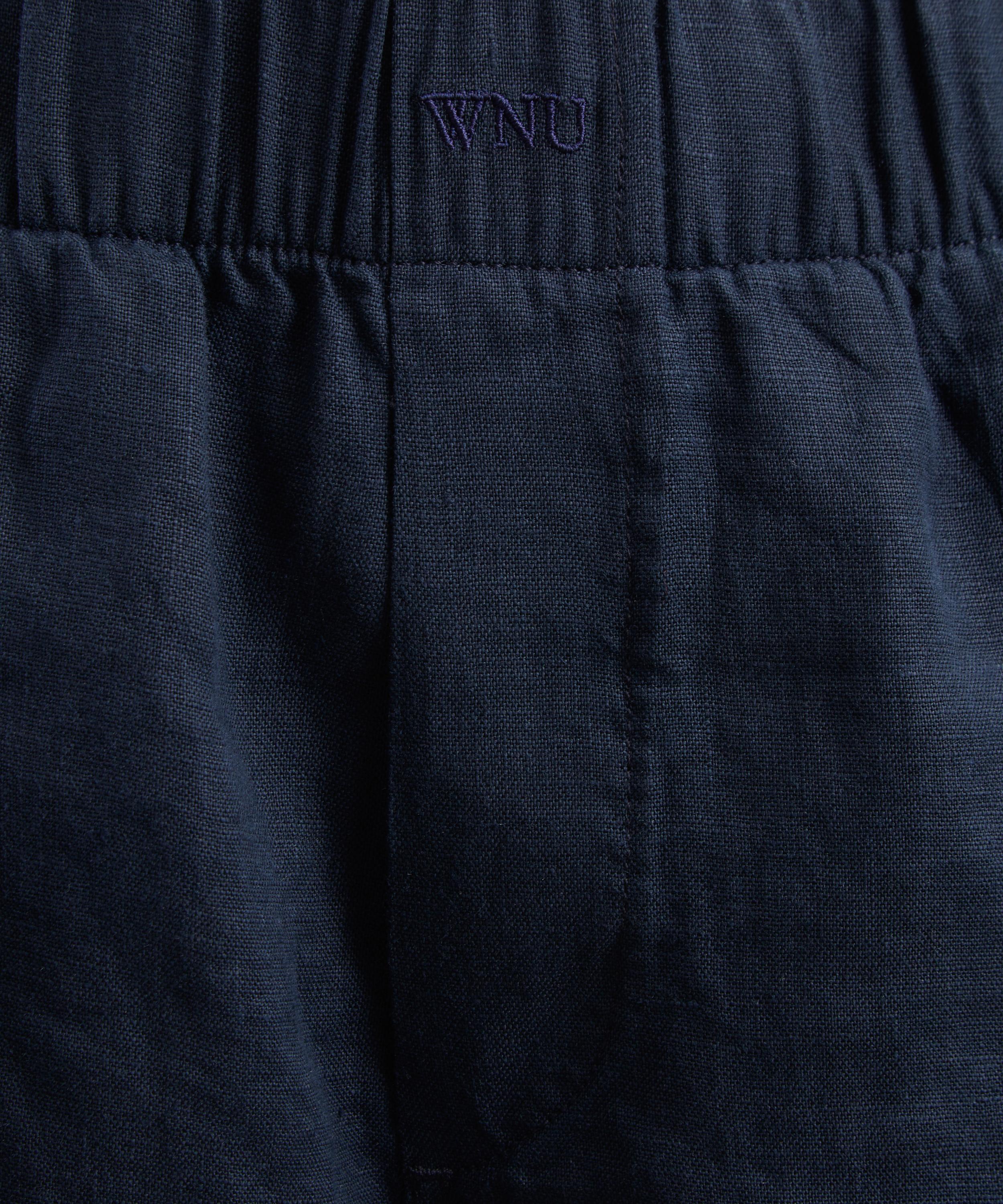 With Nothing Underneath - The Boxer Navy Linen Shorts image number 4
