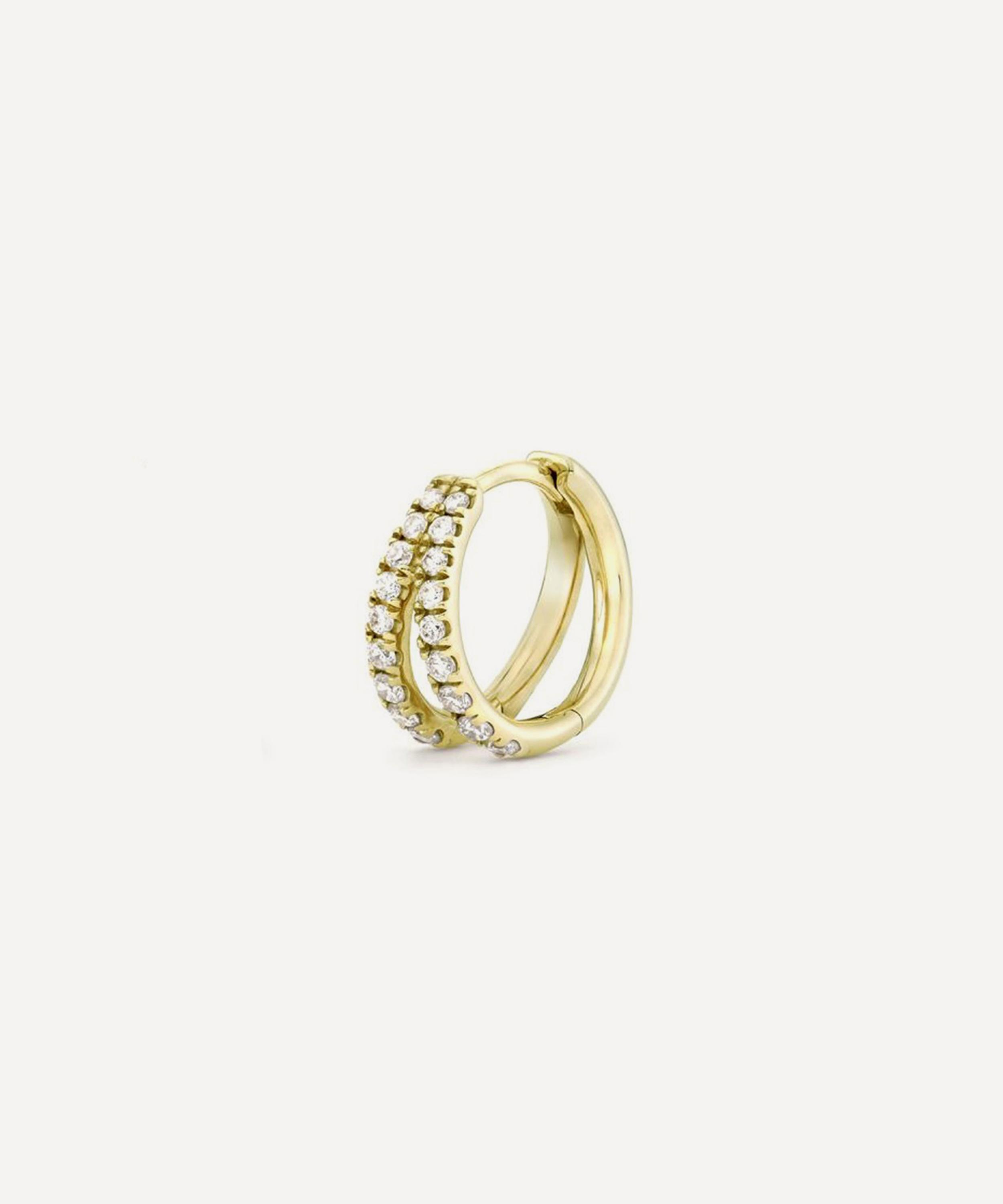 Dinny Hall - 9ct Gold Single Signature Duo Diamond Huggie Hoop Earring