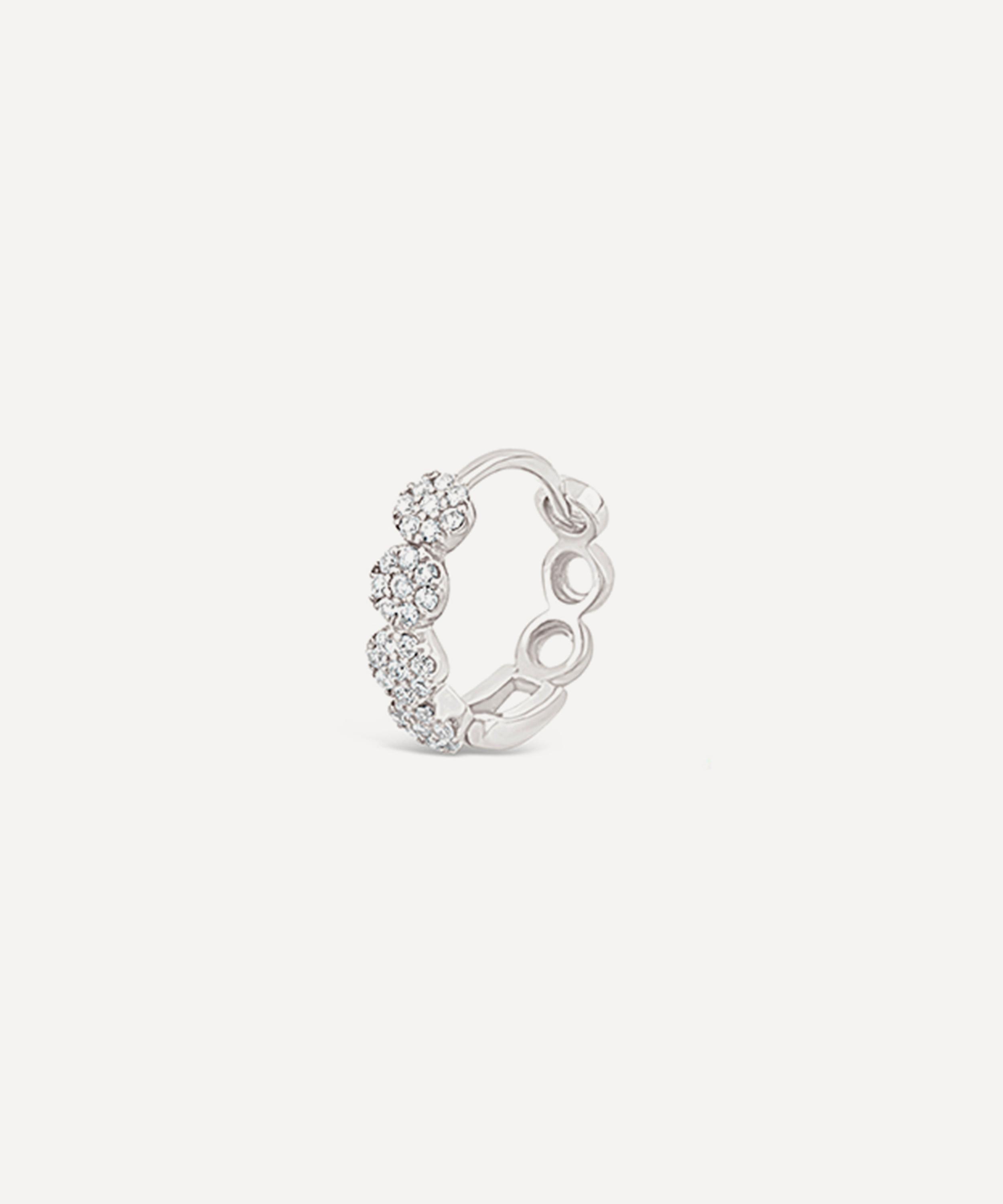 Dinny Hall - 9ct White Gold Single Starflower Lab-Grown Diamond Huggie Hoop Earring image number 0