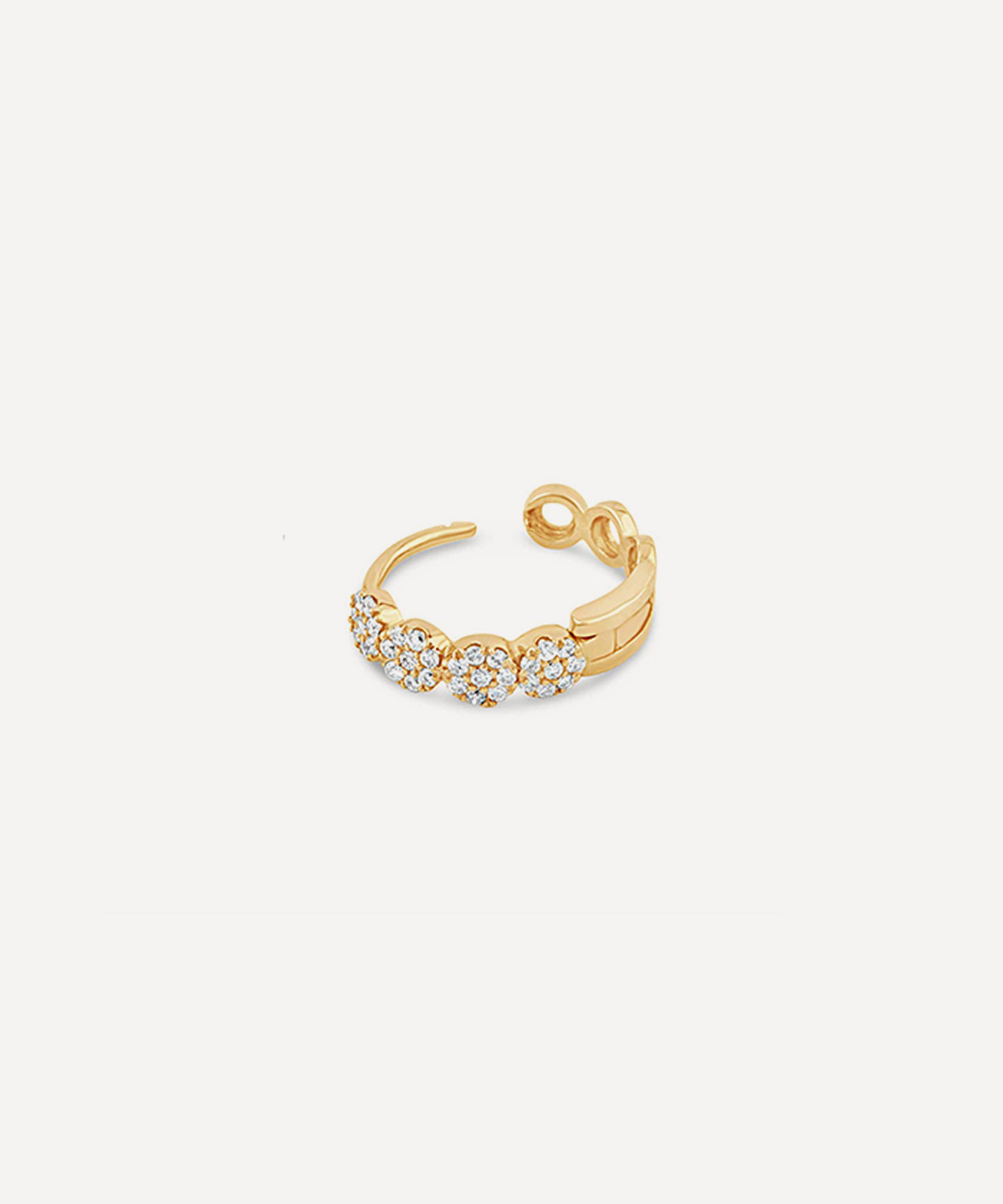 Dinny Hall - 9ct Gold Single Starflower Lab-Grown Diamond Huggie Hoop Earring image number 2