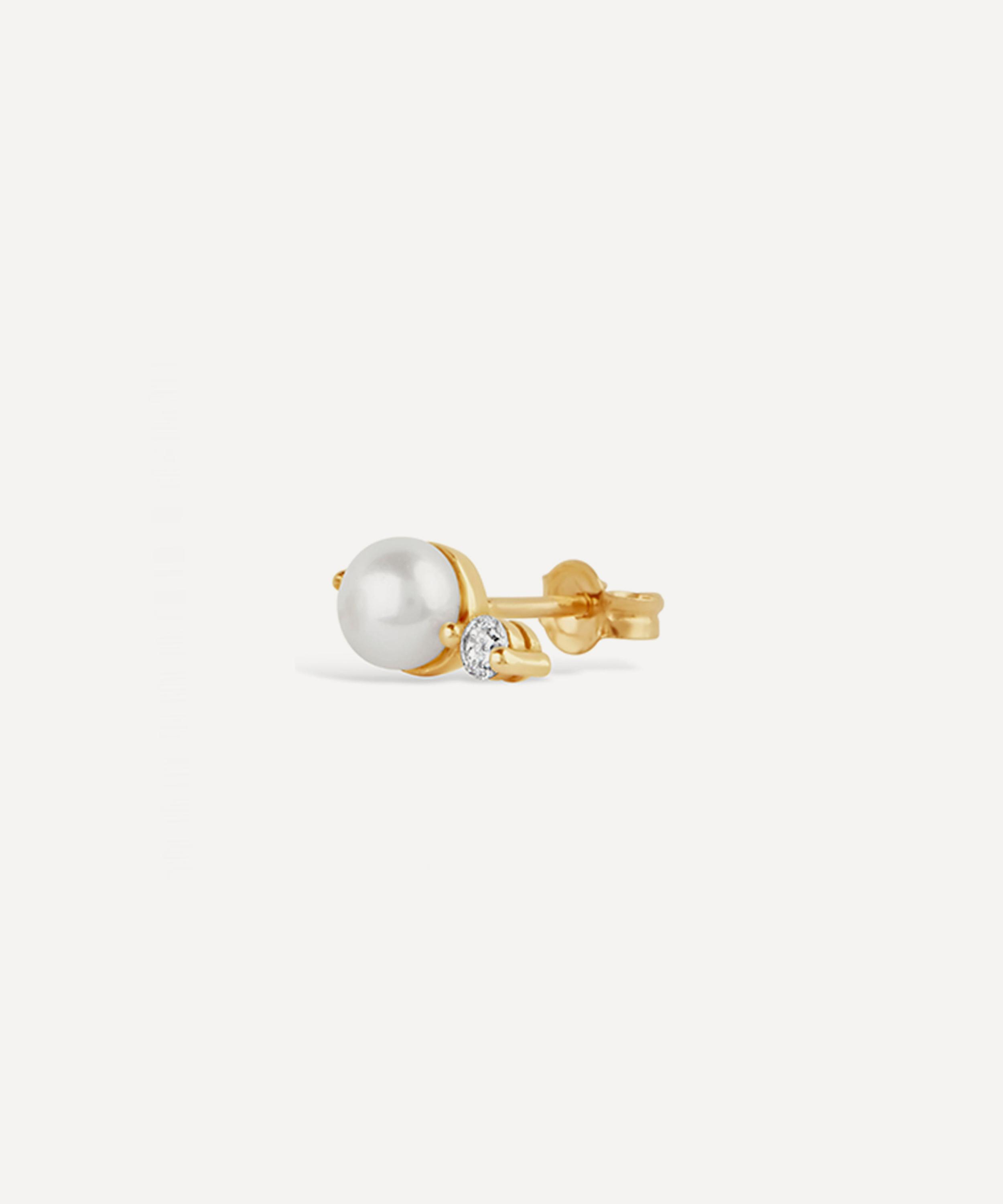 Dinny Hall - 9ct Gold Single Shuga Pearl and Lab-Grown Stud Earring image number 2