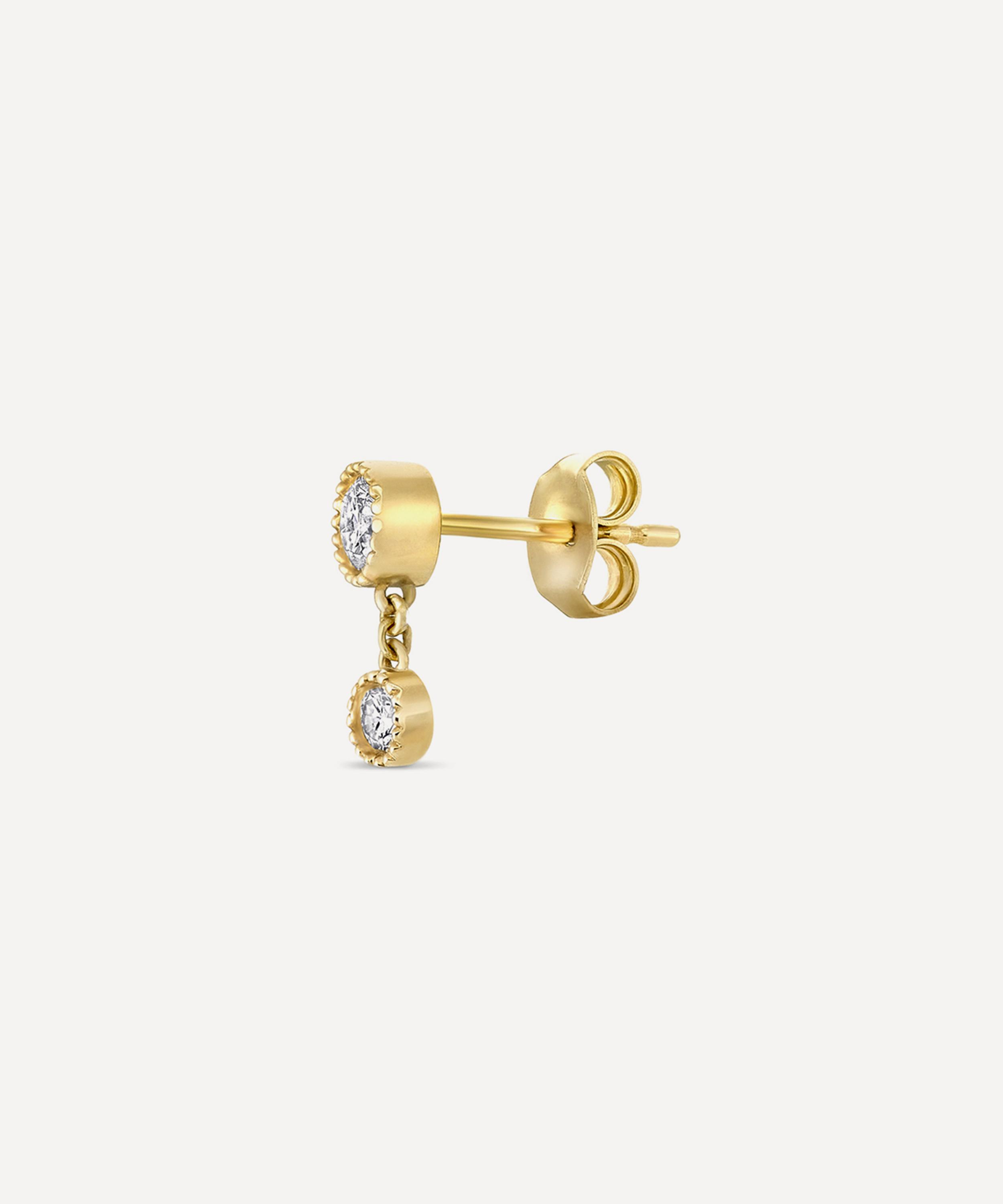 Dinny Hall - 9ct Gold Single Double Diamond Stud Earring image number 2