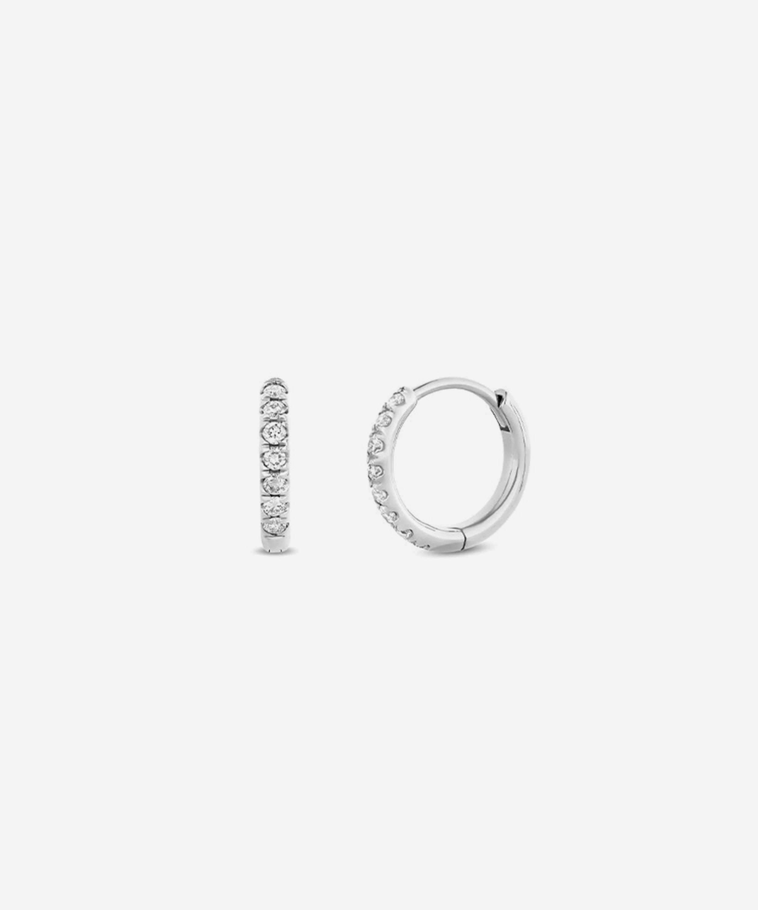 Dinny Hall - 9ct White Gold Small Lab-Grown Diamond Huggie Hoop Earrings