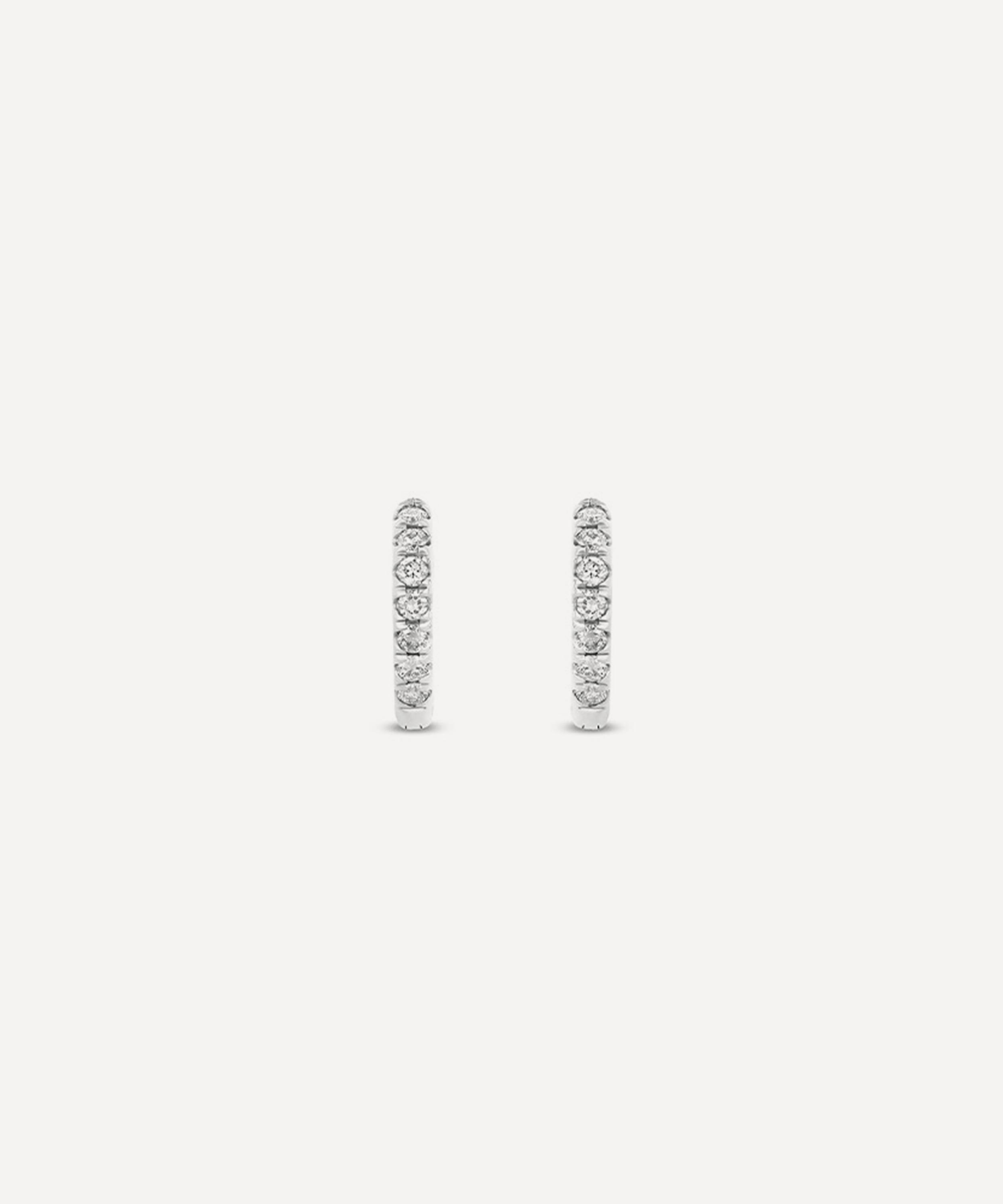 Dinny Hall - 9ct White Gold Small Lab-Grown Diamond Huggie Hoop Earrings image number 2