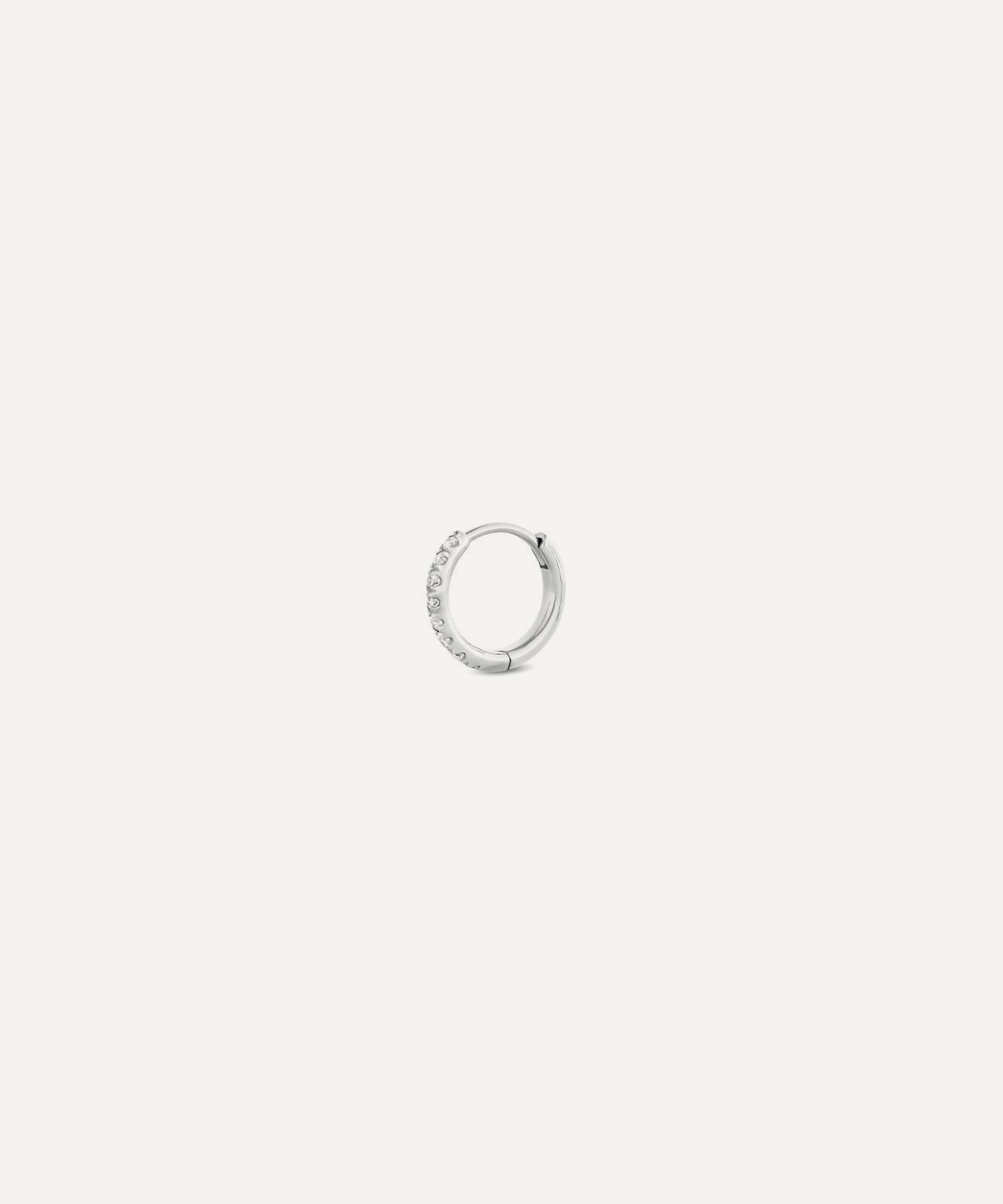 Dinny Hall - 9ct White Gold Single Small Lab-Grown Diamond Huggie Hoop Earring