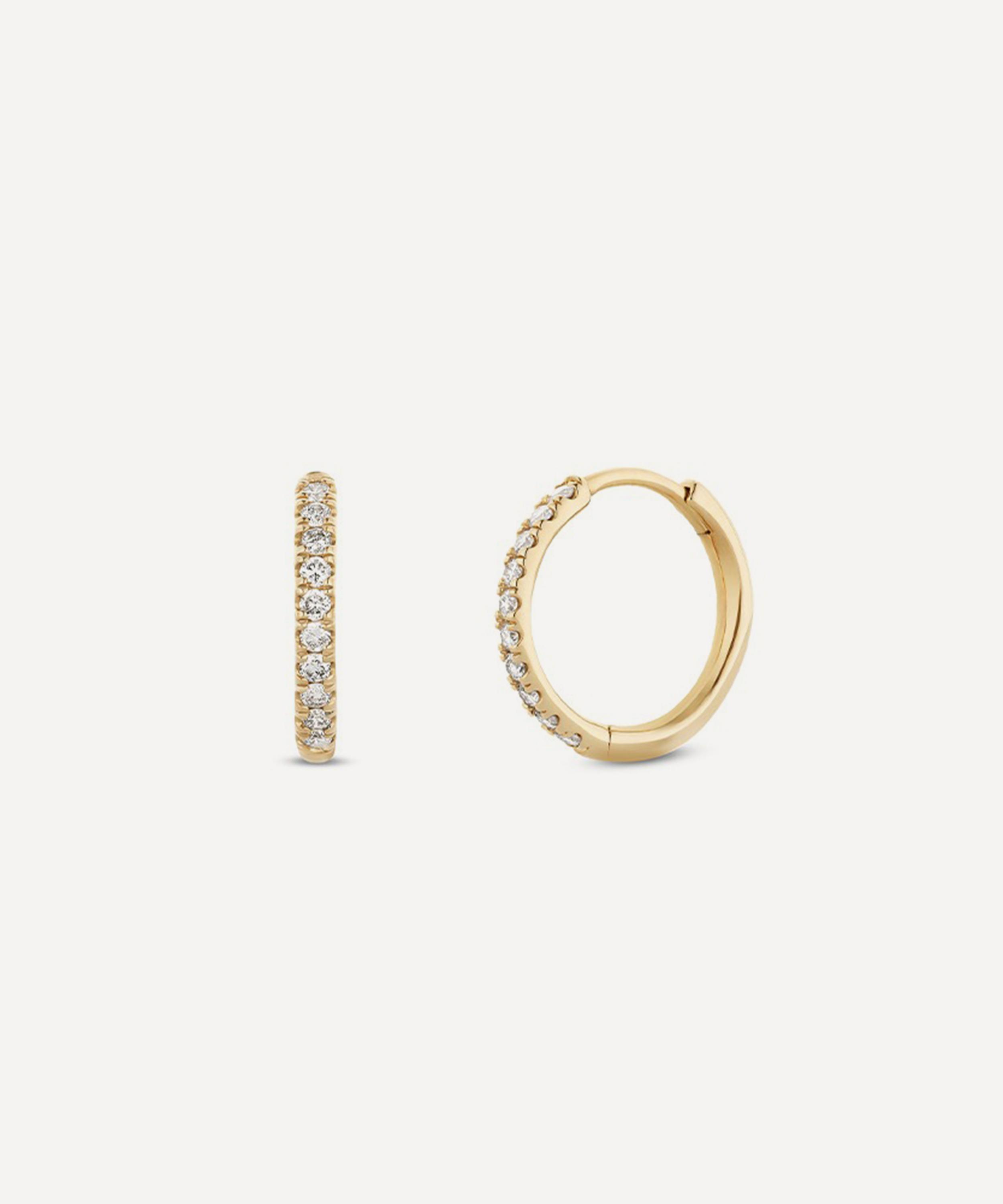 Dinny Hall - 9ct Gold Medium Lab-Grown Diamond Huggie Hoop Earrings