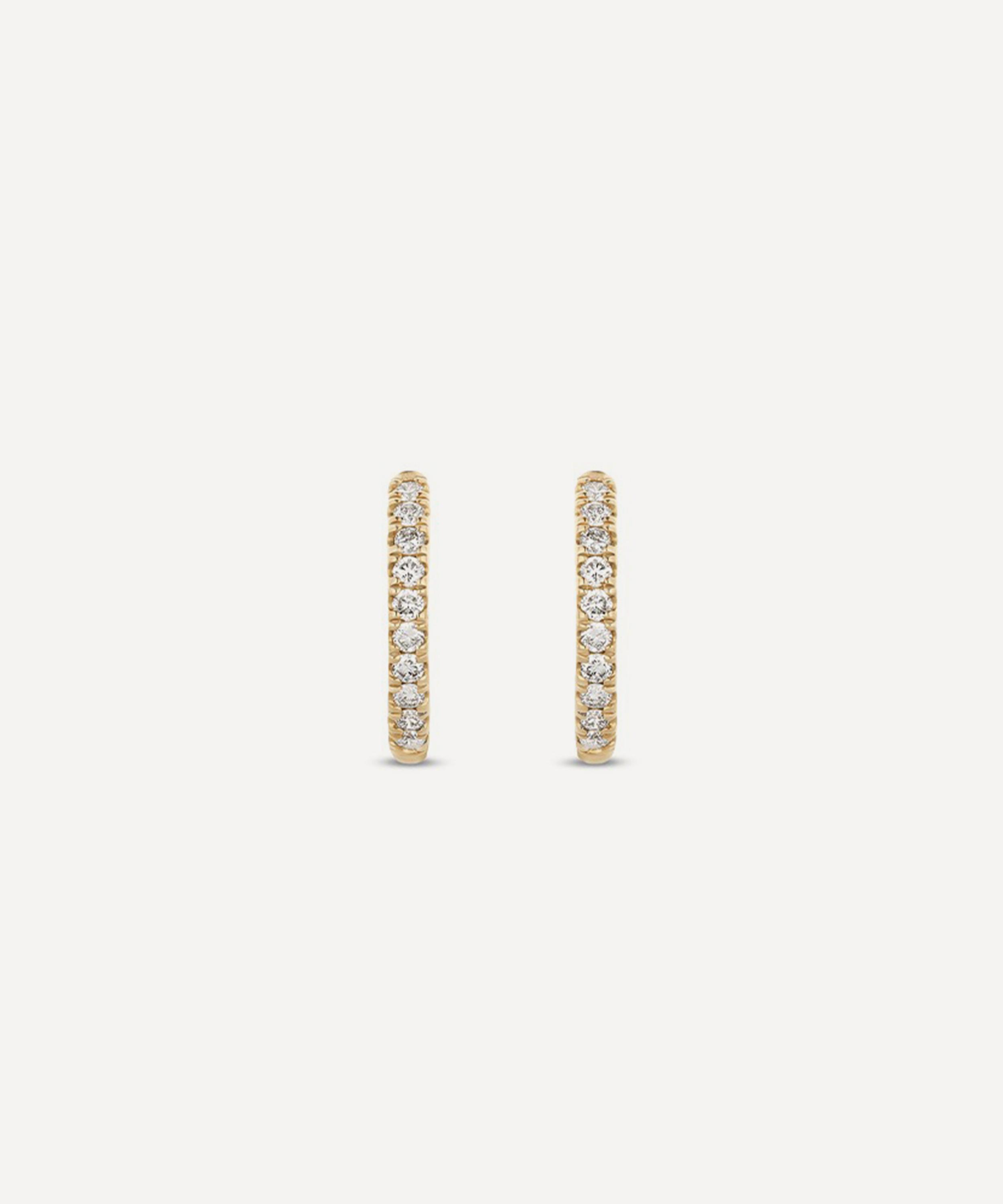 Dinny Hall - 9ct Gold Medium Lab-Grown Diamond Huggie Hoop Earrings image number 2