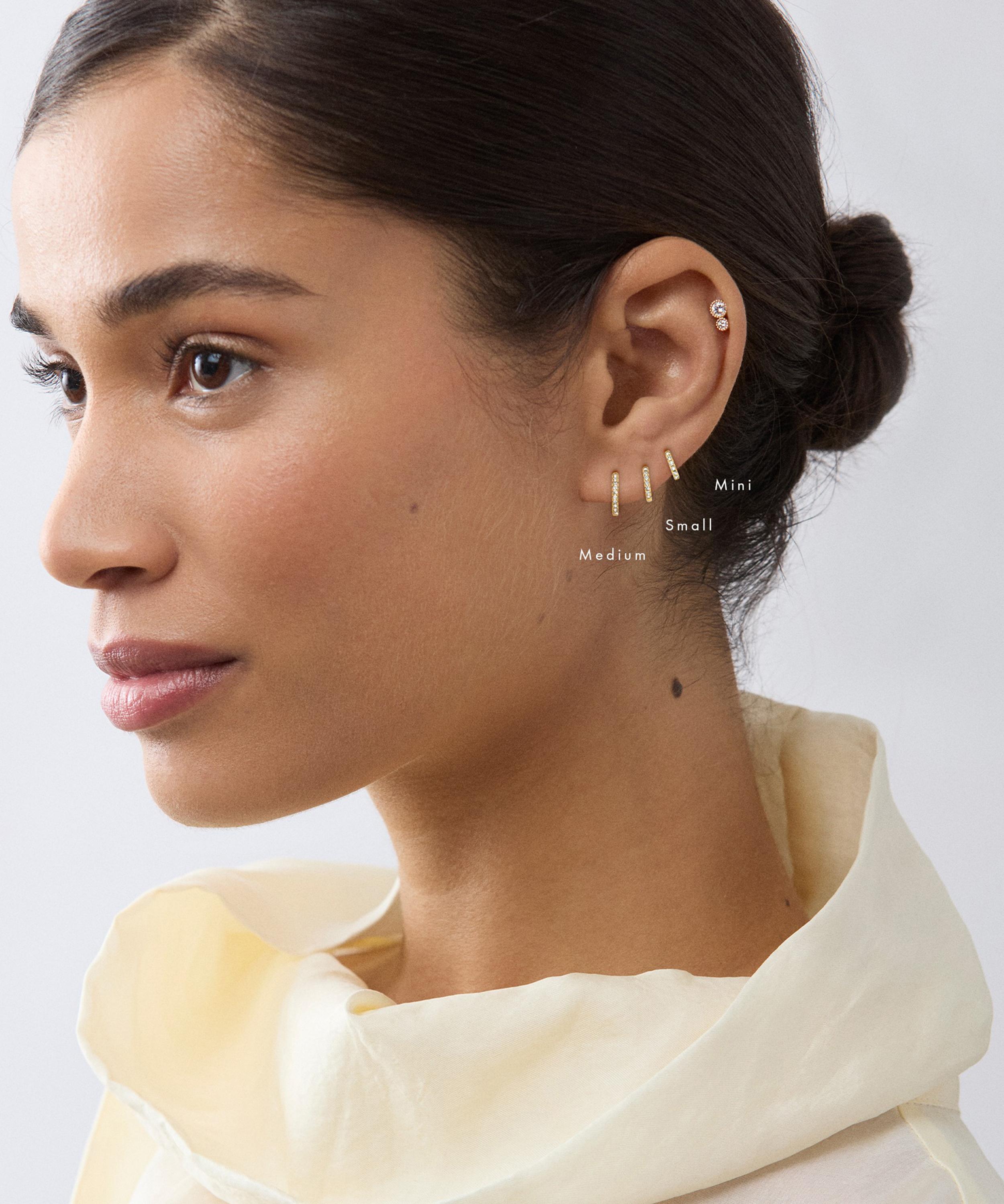 Dinny Hall - 9ct Gold Medium Lab-Grown Diamond Huggie Hoop Earrings image number 3