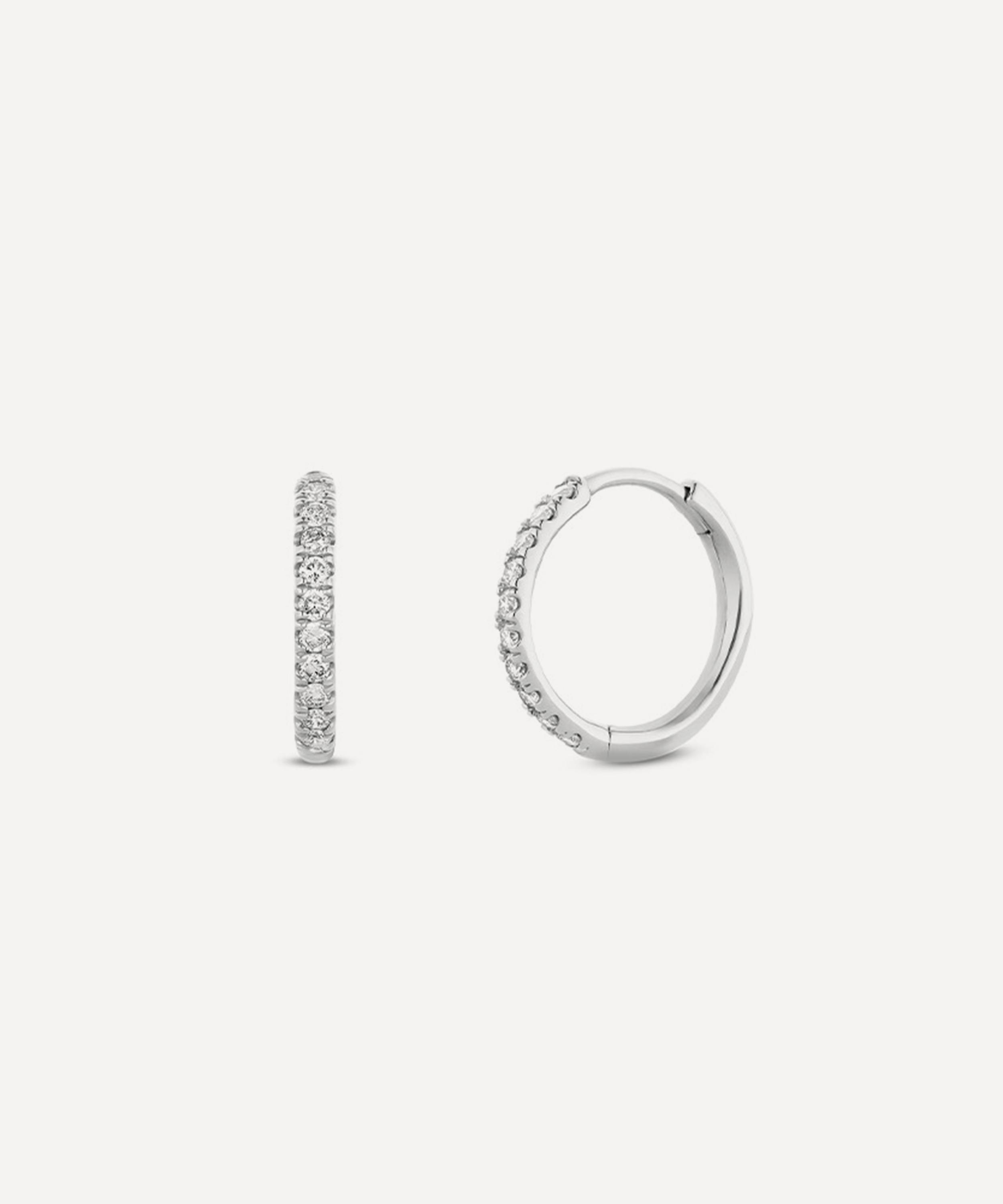 Dinny Hall - 9ct White Gold Medium Lab-Grown Diamond Huggie Hoop Earrings