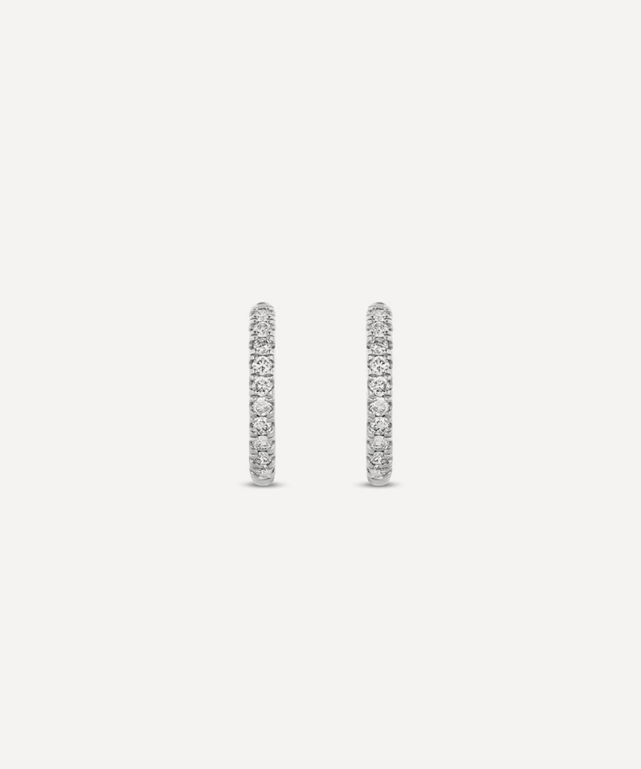 Dinny Hall - 9ct White Gold Medium Lab-Grown Diamond Huggie Hoop Earrings image number 2