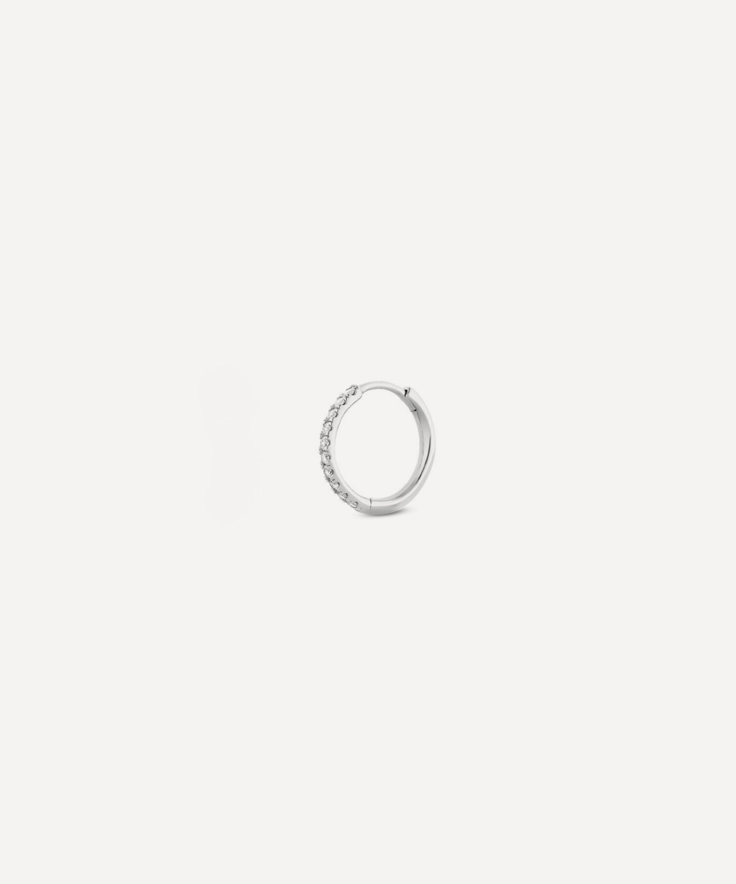 Dinny Hall - 9ct White Gold Single Medium Lab-Grown Diamond Huggie Hoop Earring image number 0