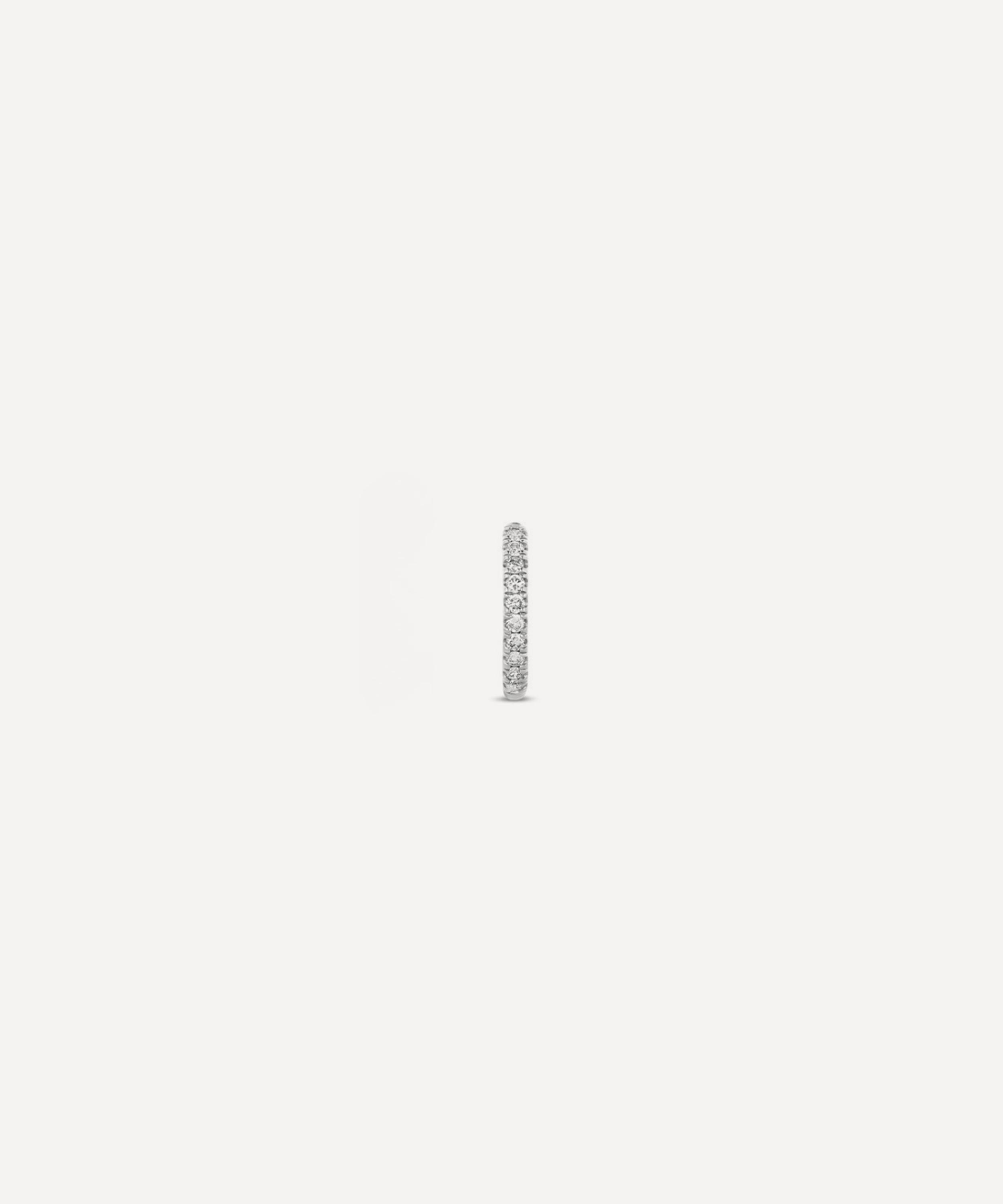Dinny Hall - 9ct White Gold Single Medium Lab-Grown Diamond Huggie Hoop Earring image number 2
