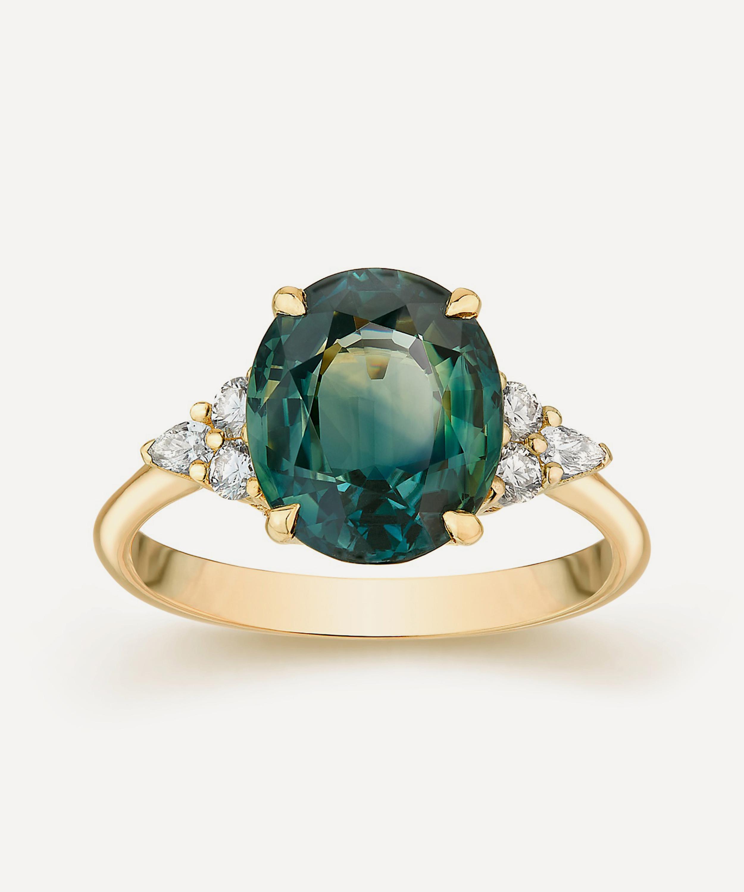 Dinny Hall - 18ct Gold Edie Teal Sapphire Ring
