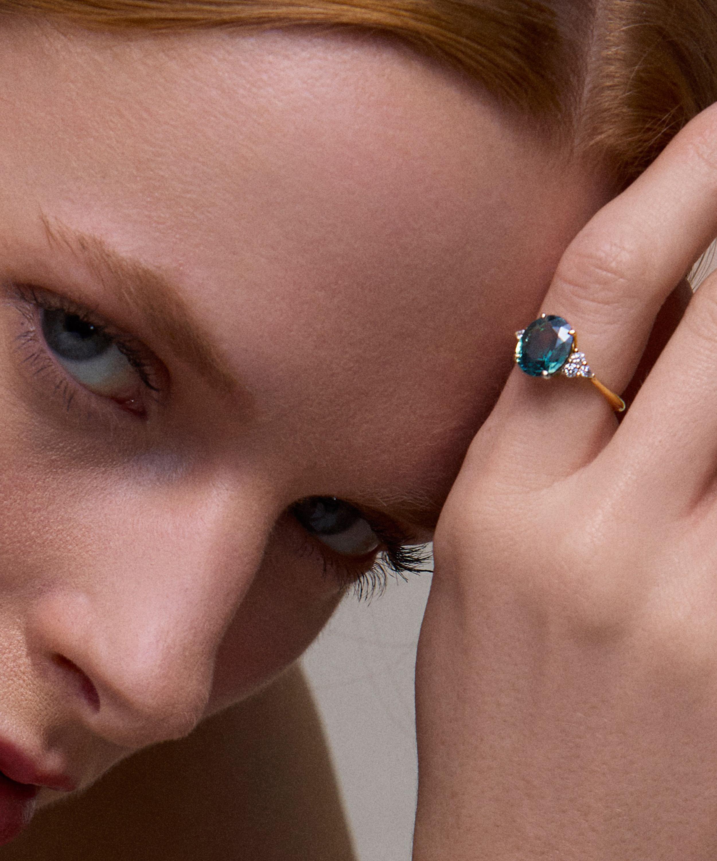 Dinny Hall - 18ct Gold Edie Teal Sapphire Ring image number 1