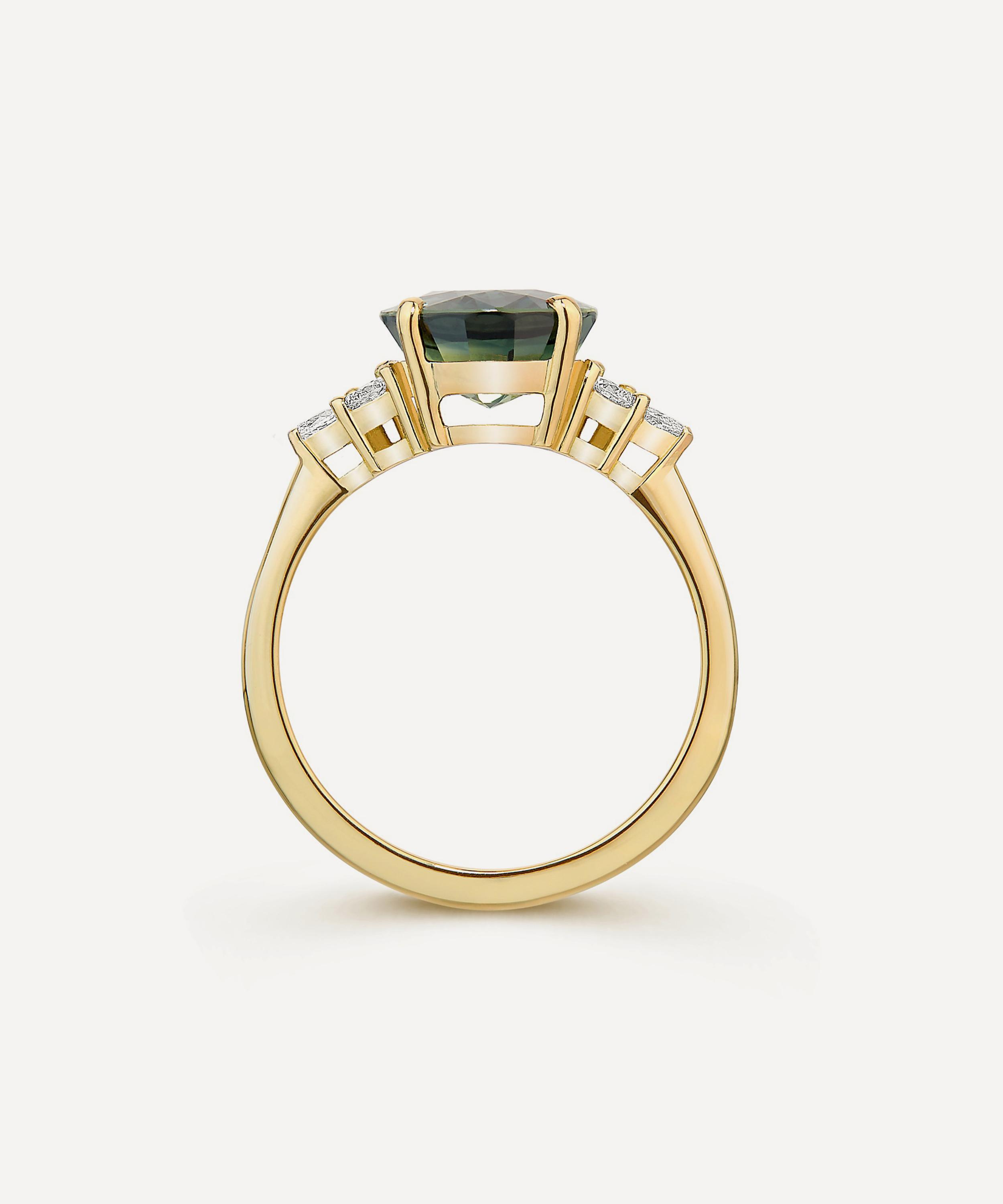 Dinny Hall - 18ct Gold Edie Teal Sapphire Ring image number 2