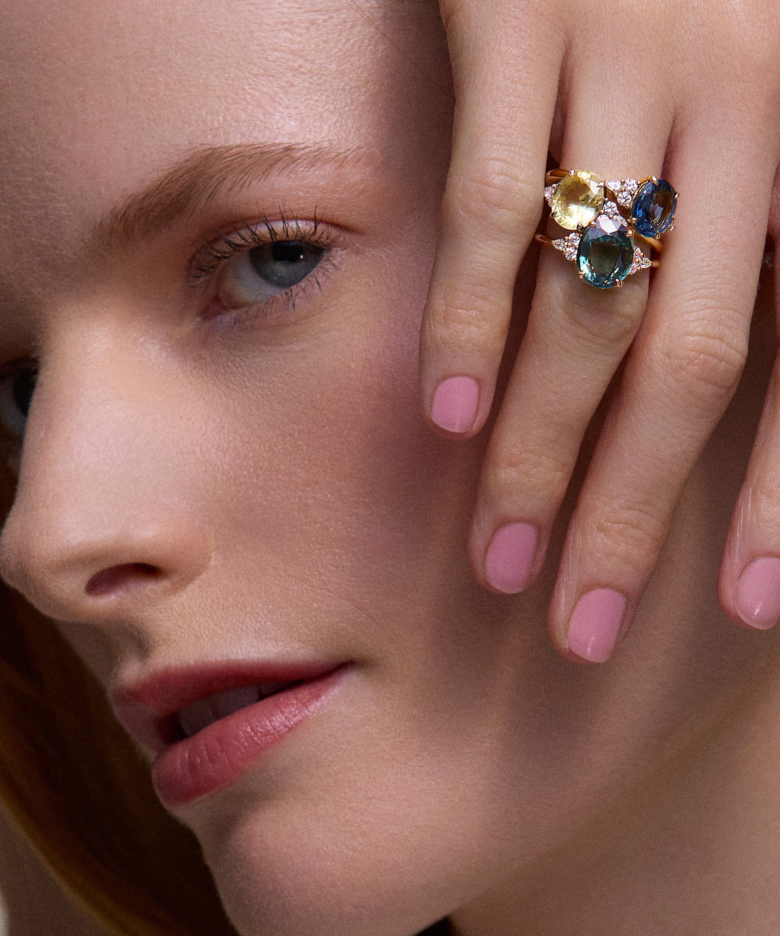 Dinny Hall - 18ct Gold Edie Teal Sapphire Ring image number 3