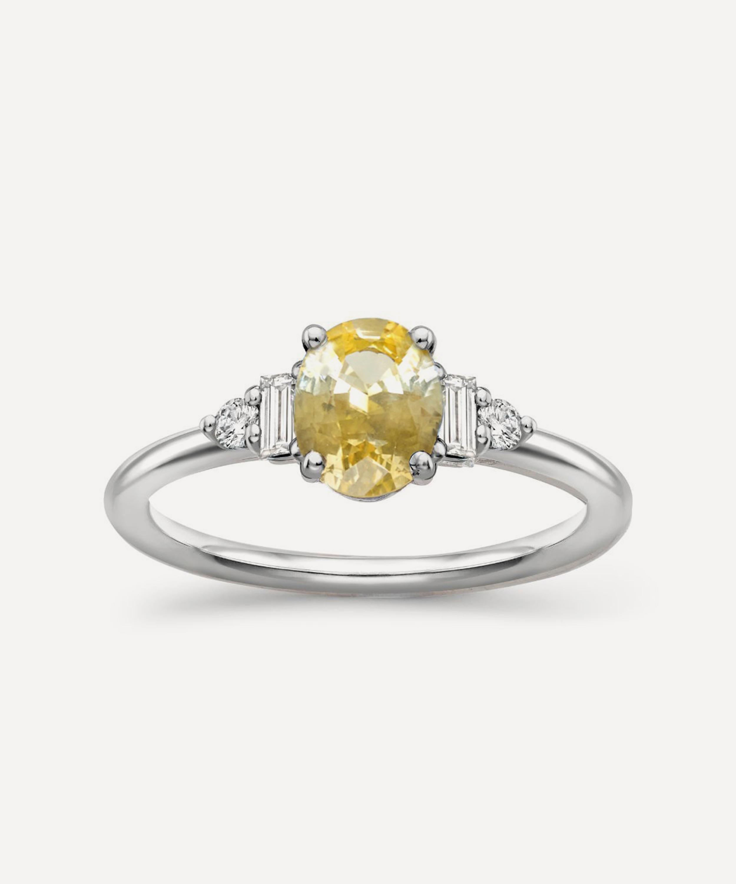 Dinny Hall - 18ct White Gold Katie Yellow Sapphire and Diamond Ring