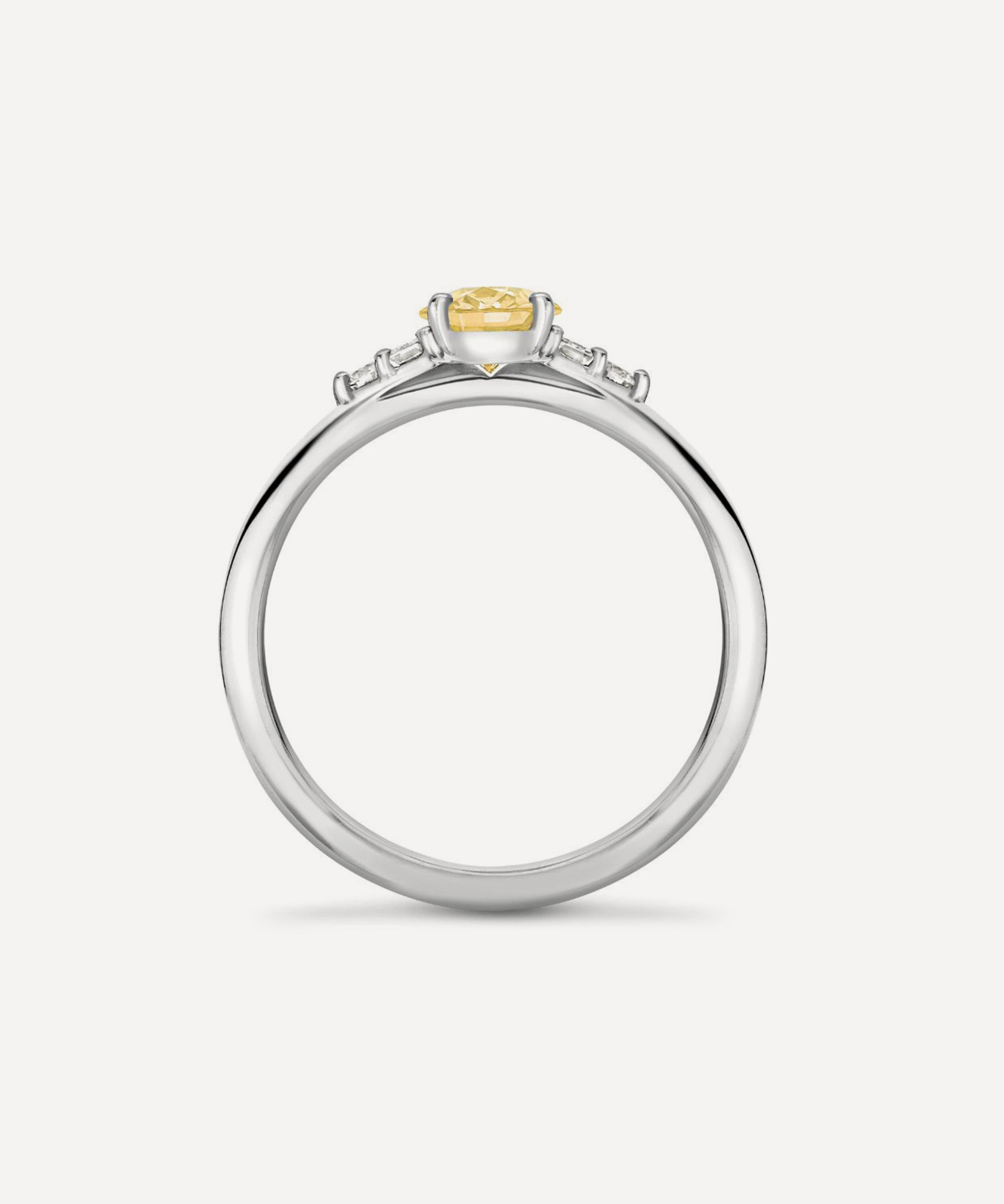 Dinny Hall - 18ct White Gold Katie Yellow Sapphire and Diamond Ring image number 2