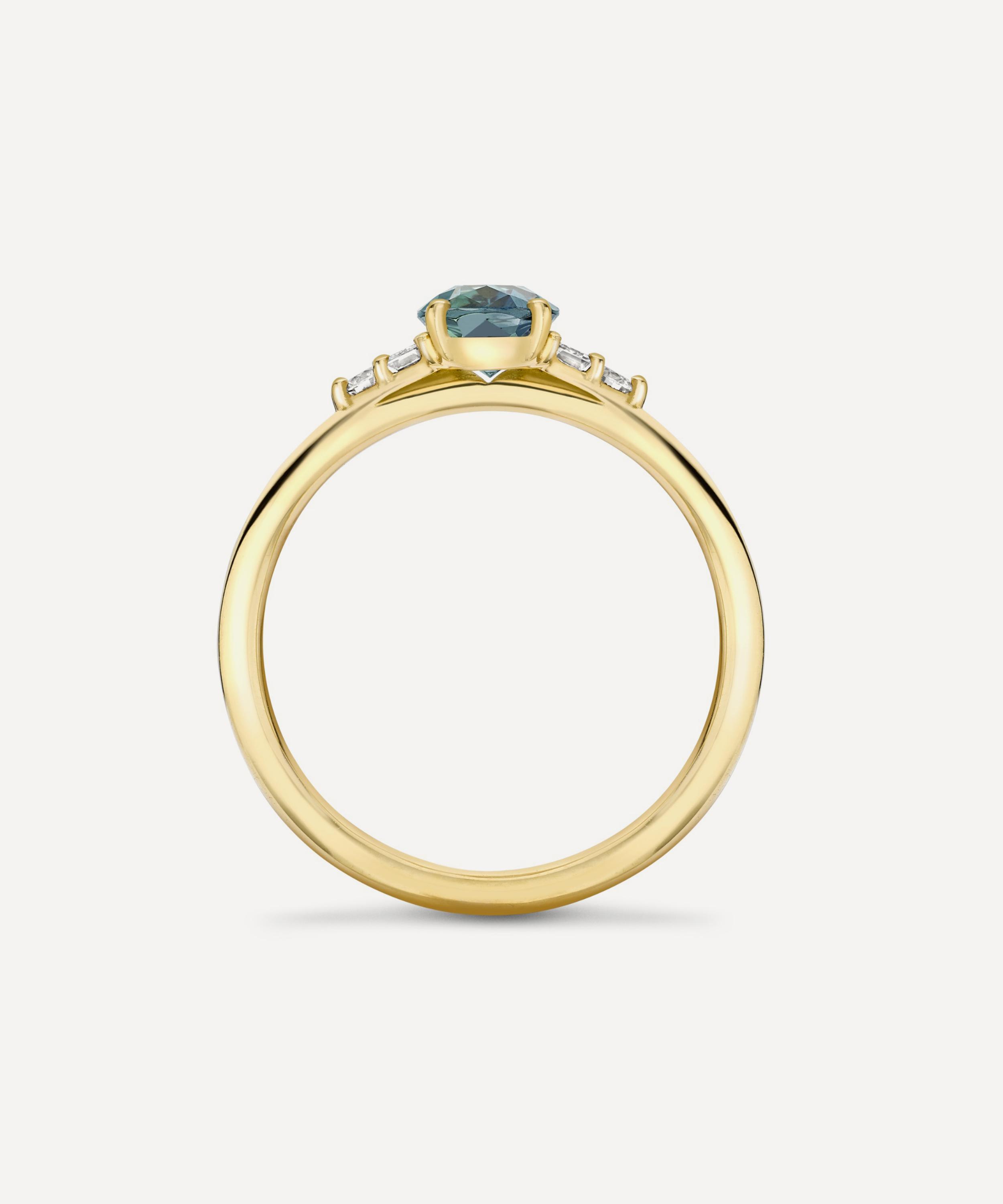 Dinny Hall - 18ct Gold Katie Green Sapphire and Diamond Ring image number 2