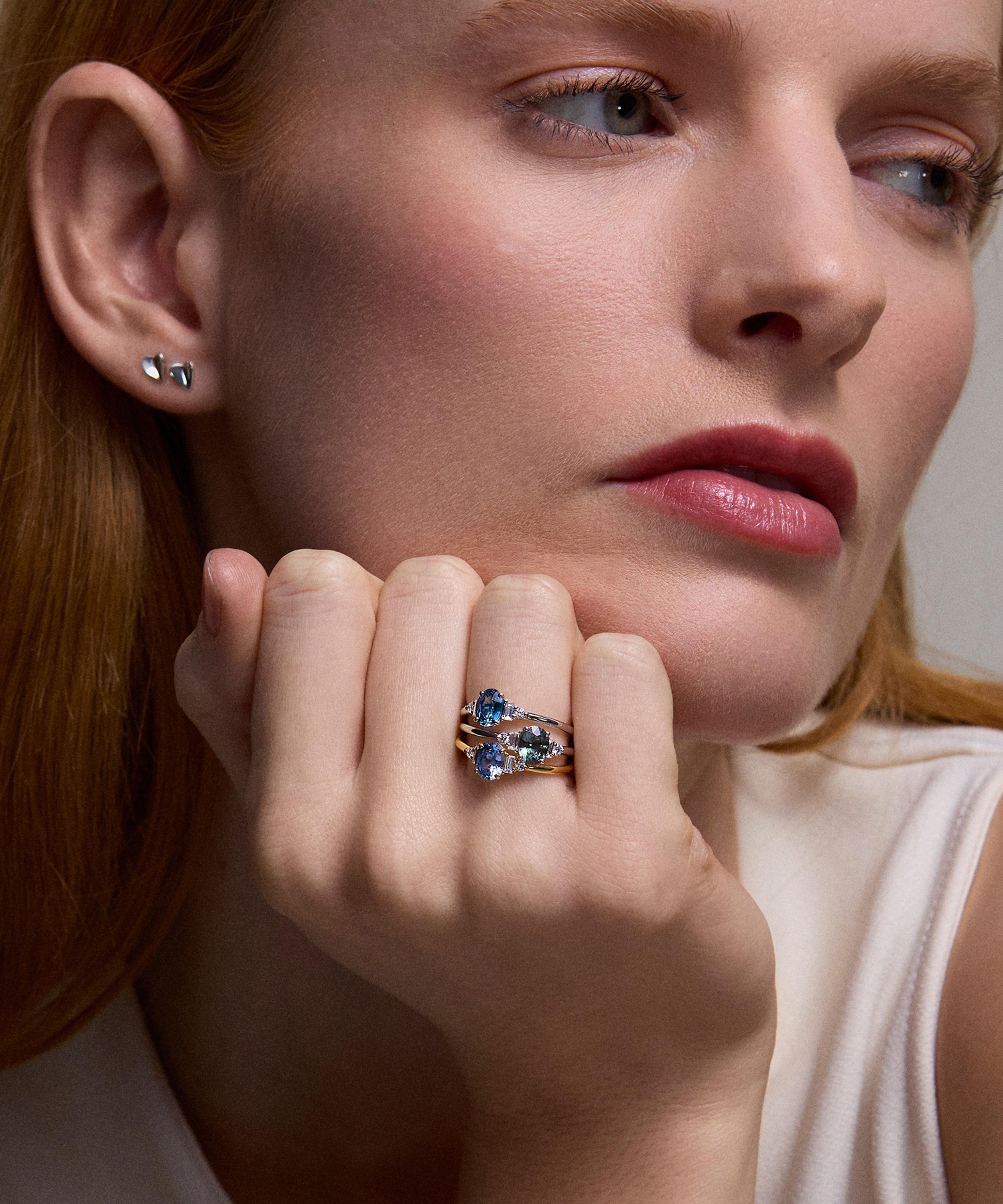 Dinny Hall - 18ct White Gold Katie Blue Sapphire and Diamond Ring image number 1