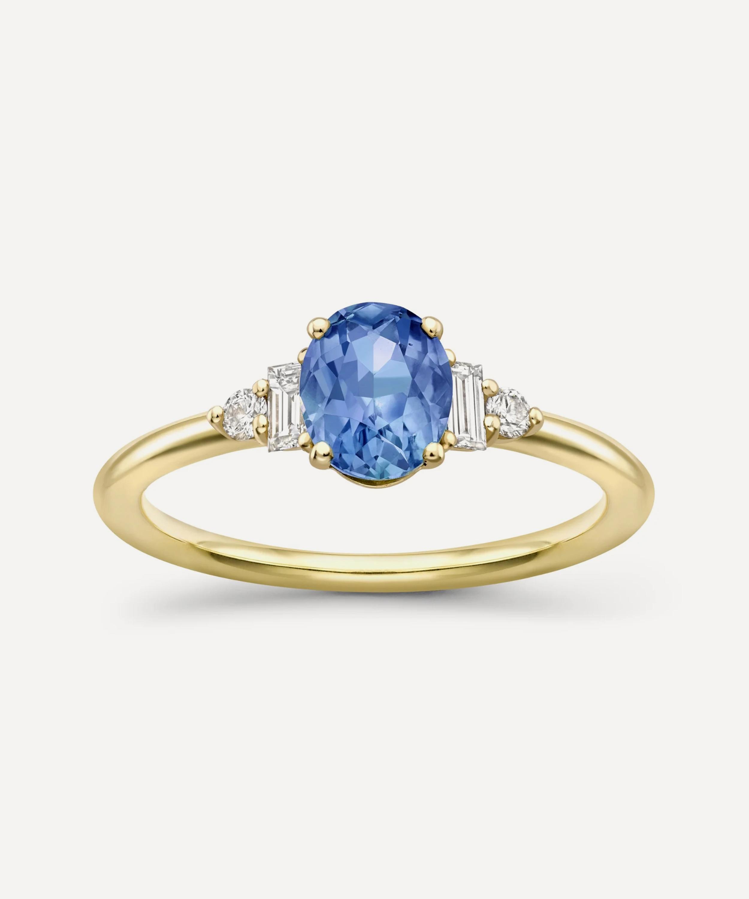 Dinny Hall - 18ct Gold Katie Blue Oval Sapphire and Diamond Ring
