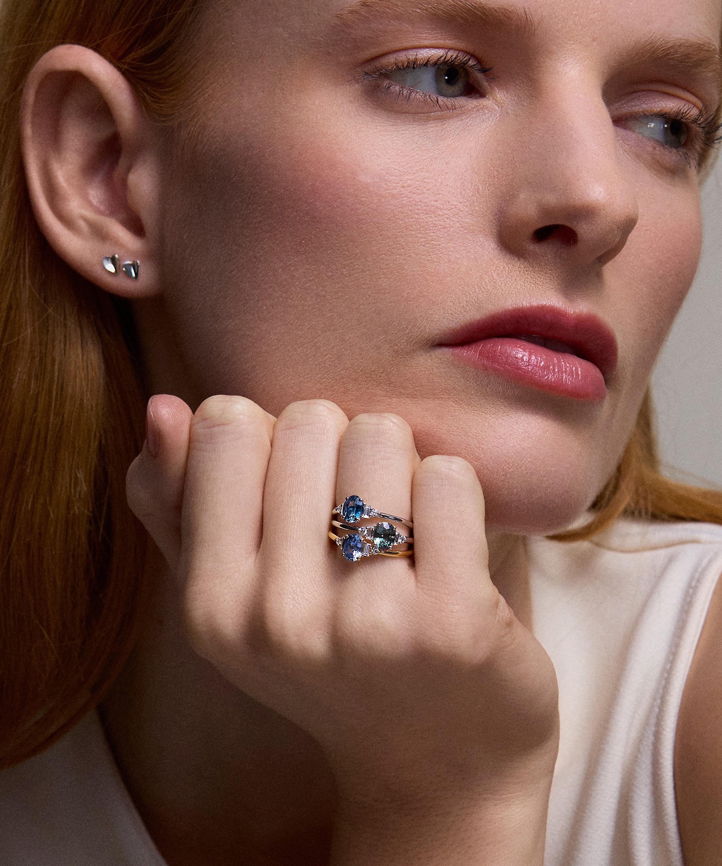 Dinny Hall - 18ct Gold Katie Blue Oval Sapphire and Diamond Ring image number 1