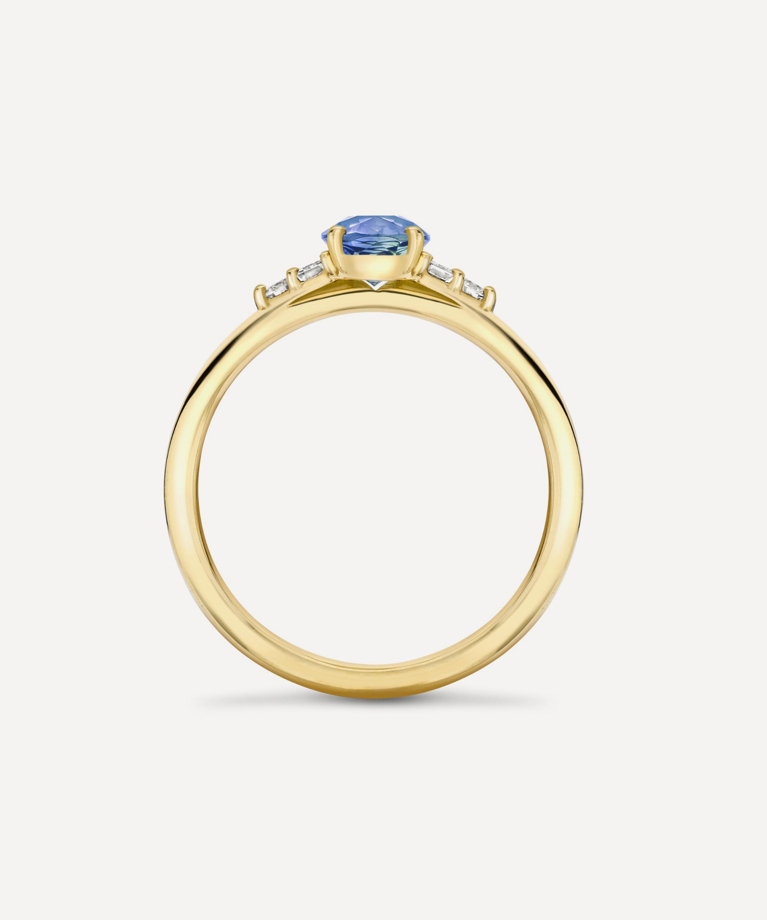 Dinny Hall - 18ct Gold Katie Blue Oval Sapphire and Diamond Ring image number 2