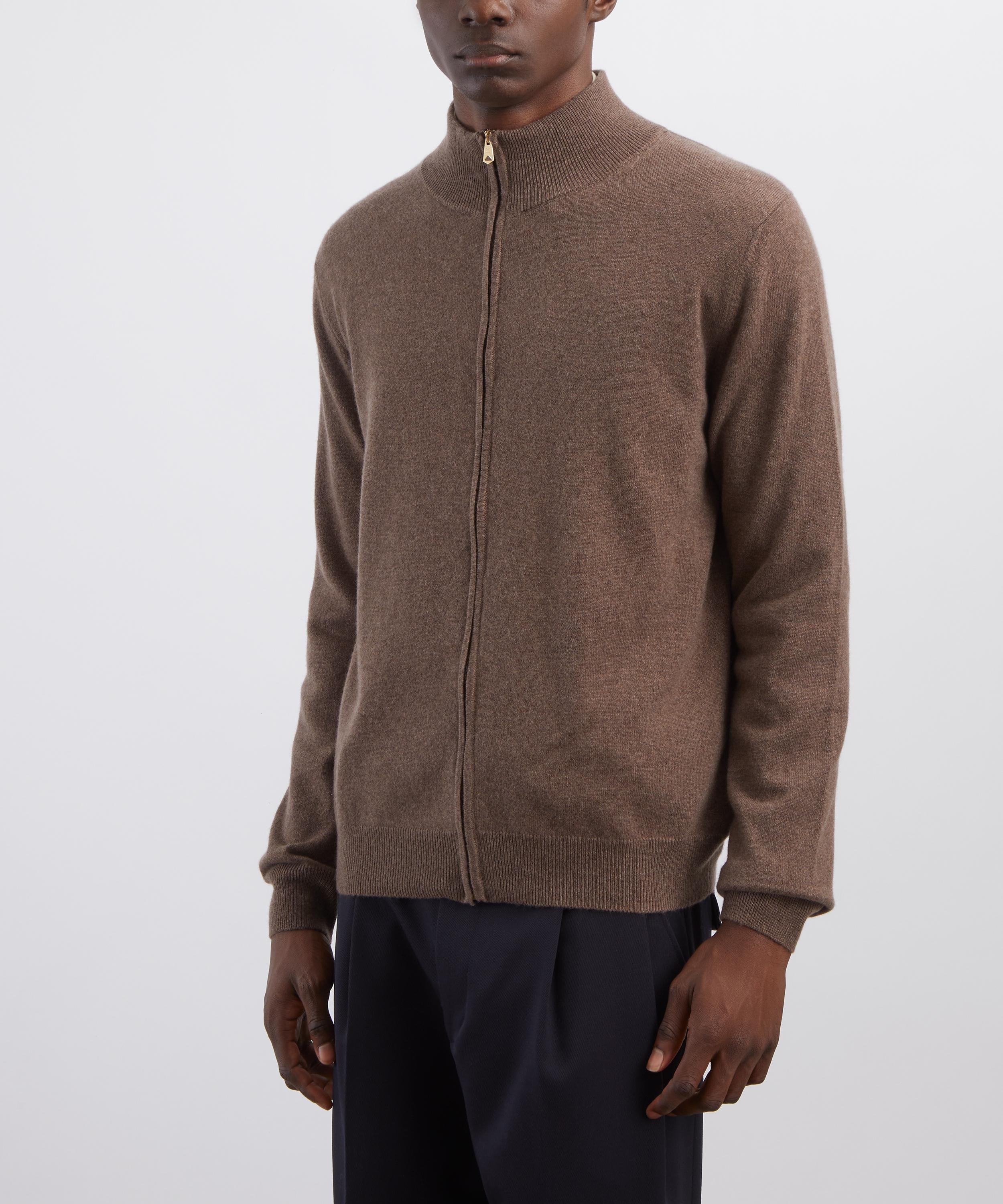 Paul Smith - Cashmere Zip Up Cardigan in Brown image number 2