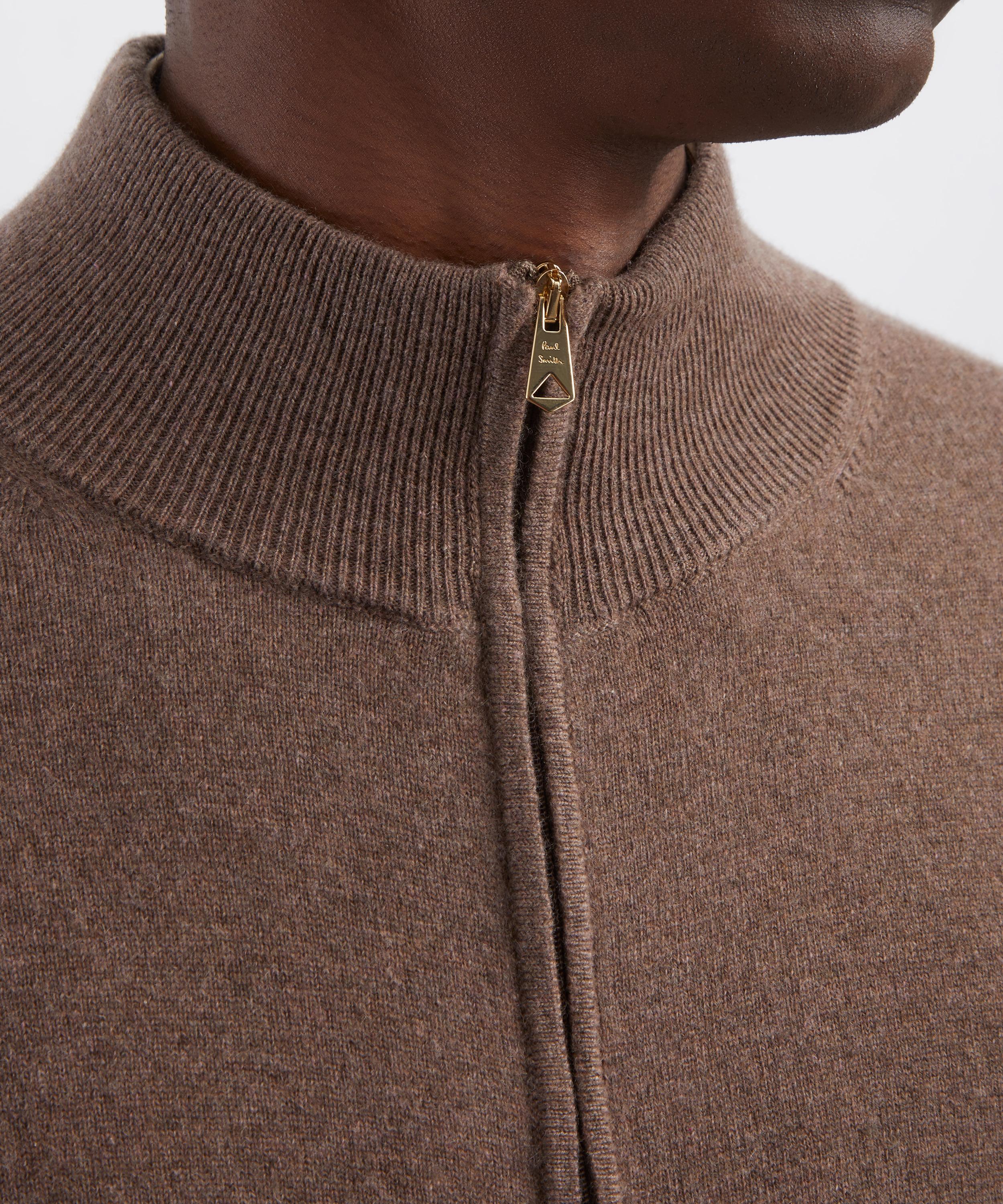 Paul Smith - Cashmere Zip Up Cardigan in Brown image number 4
