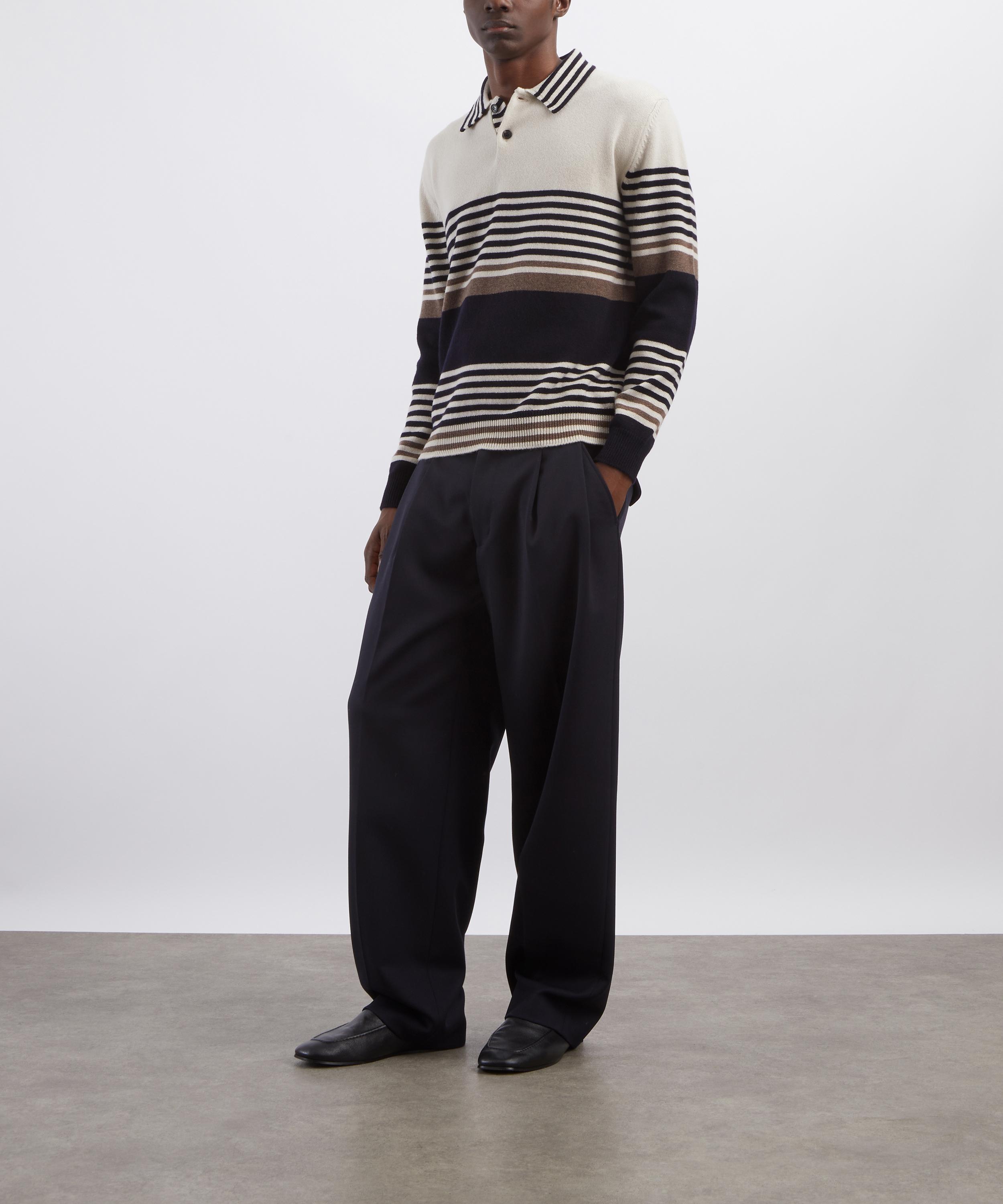 Paul Smith - Ecru Stripe Cashmere Polo Jumper image number 1