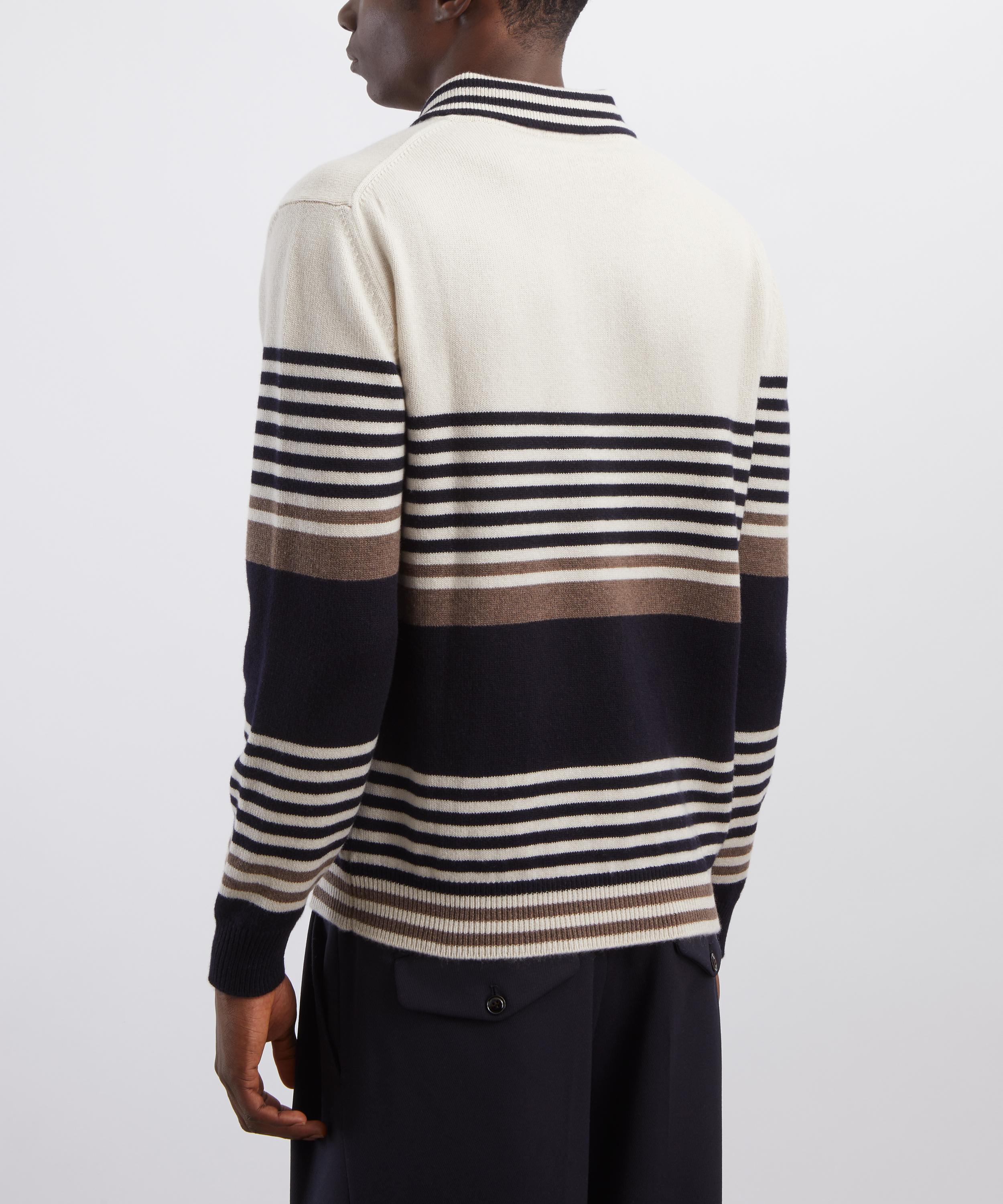 Paul Smith - Ecru Stripe Cashmere Polo Jumper image number 3