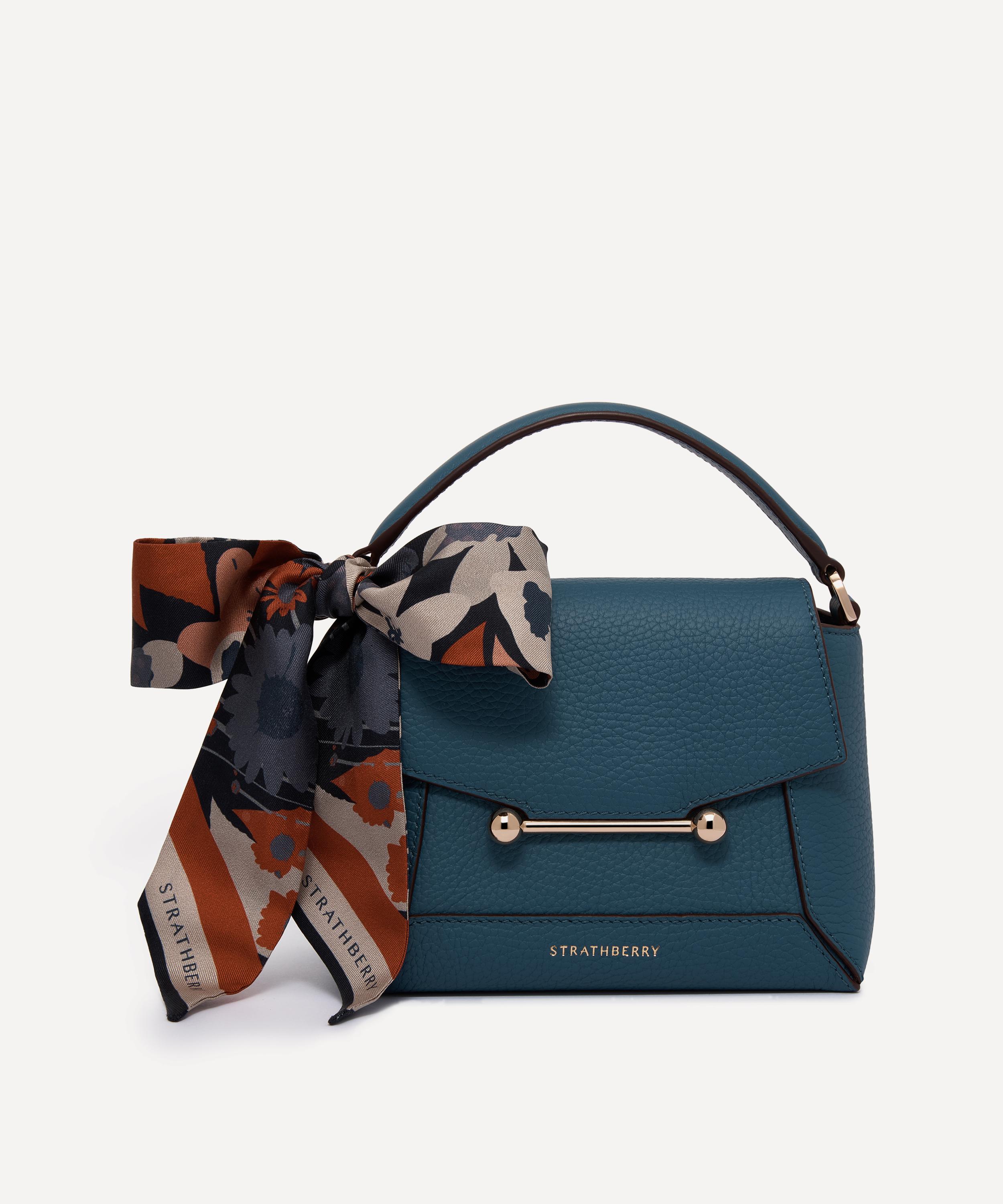 Strathberry - Mosaic Nano Loch Blue Leather Top Handle Bag