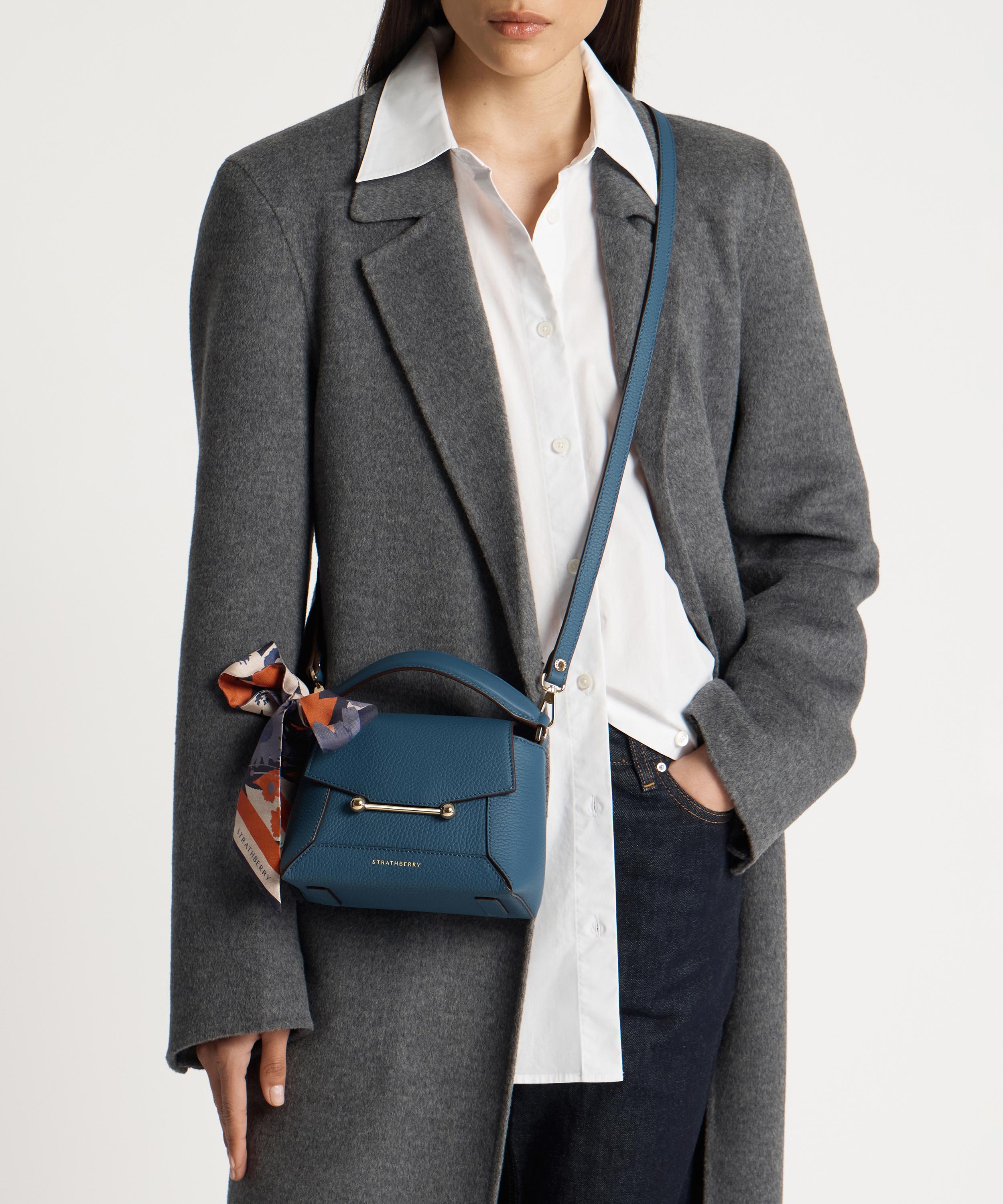 Strathberry - Mosaic Nano Loch Blue Leather Top Handle Bag image number 1