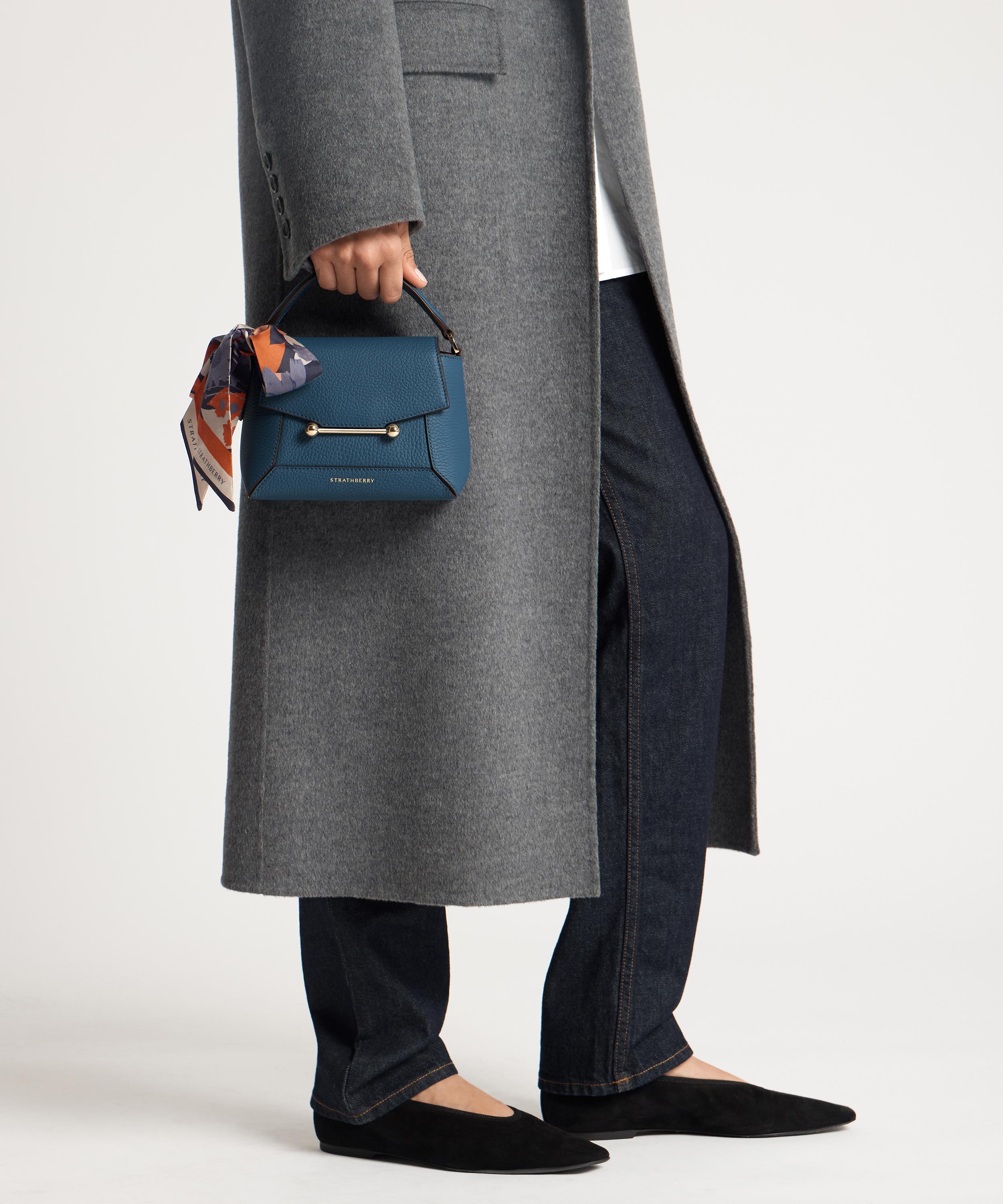 Strathberry - Mosaic Nano Loch Blue Leather Top Handle Bag image number 2