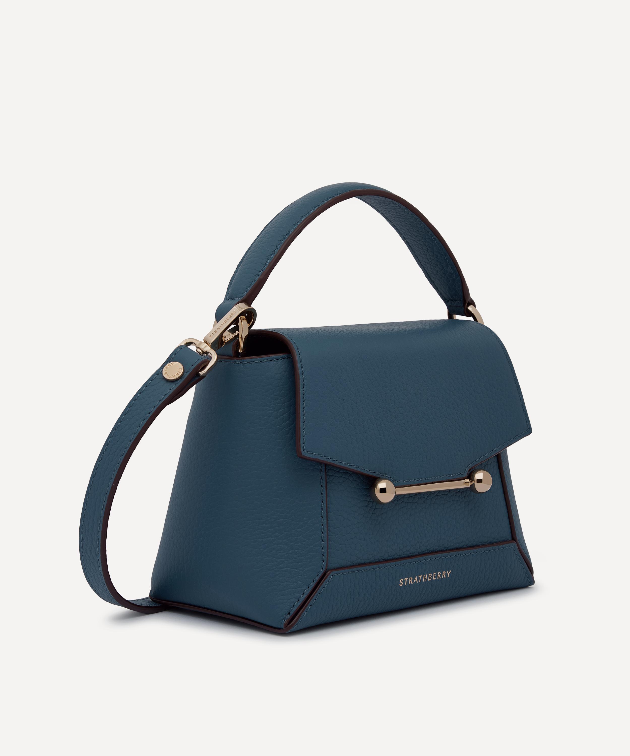 Strathberry - Mosaic Nano Loch Blue Leather Top Handle Bag image number 3