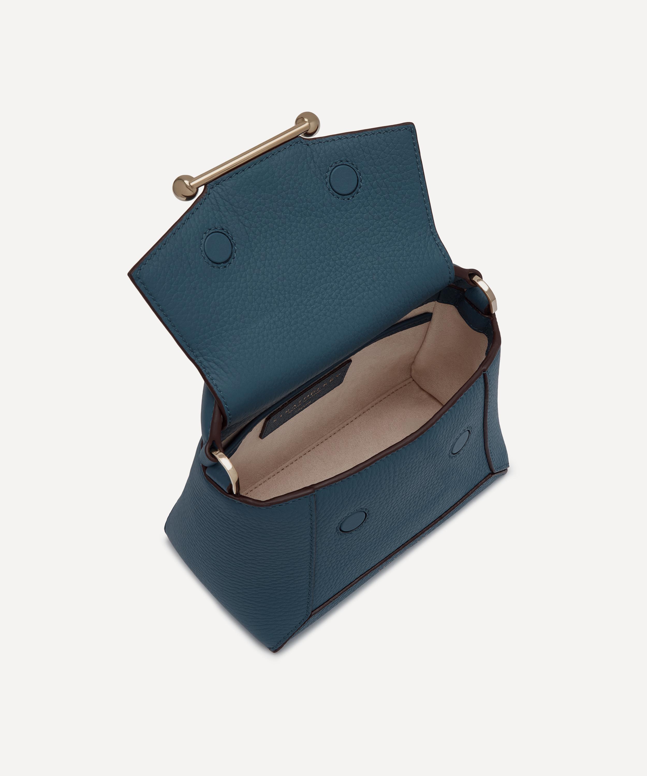 Strathberry - Mosaic Nano Loch Blue Leather Top Handle Bag image number 4