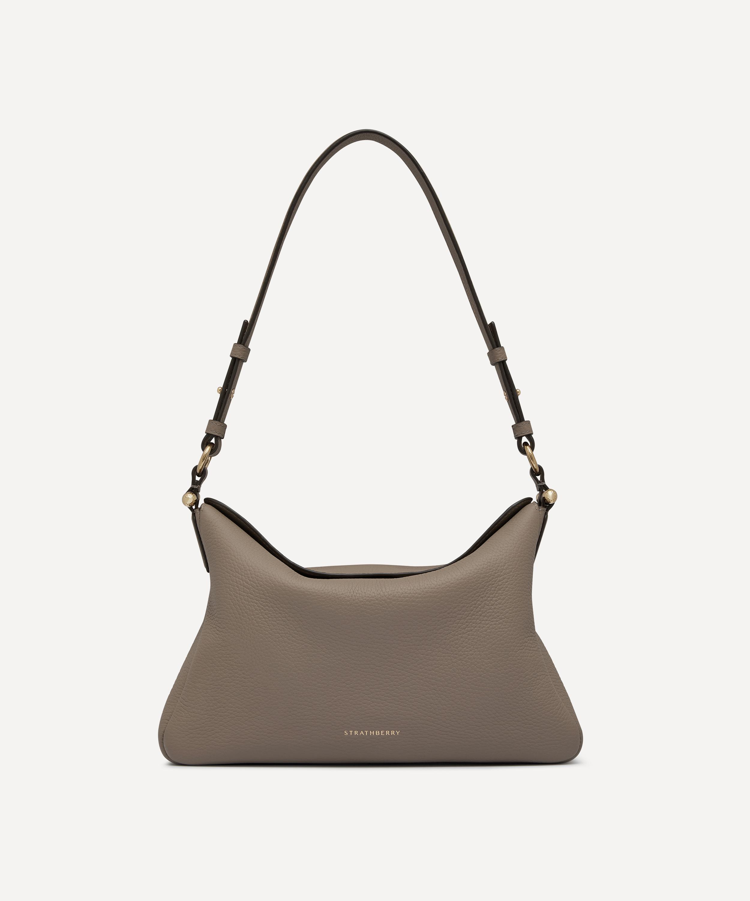 Strathberry - Sway Taupe Grained Leather Maxi Crossbody Bag image number 0