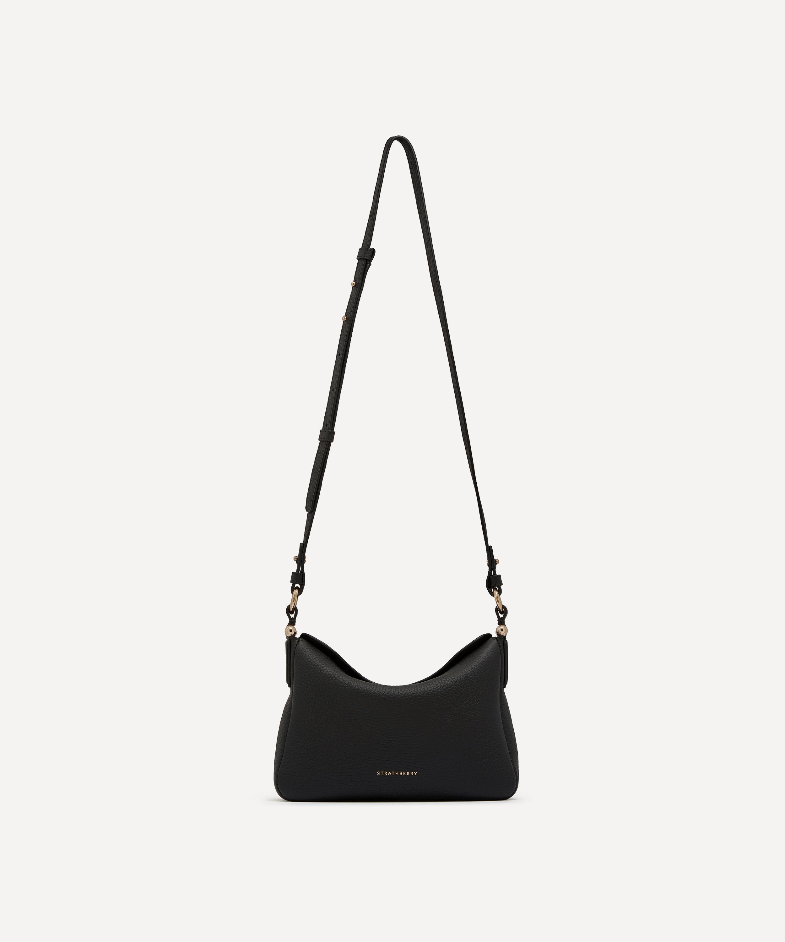 Strathberry - Sway Black Grained Leather Crossbody Bag image number 9