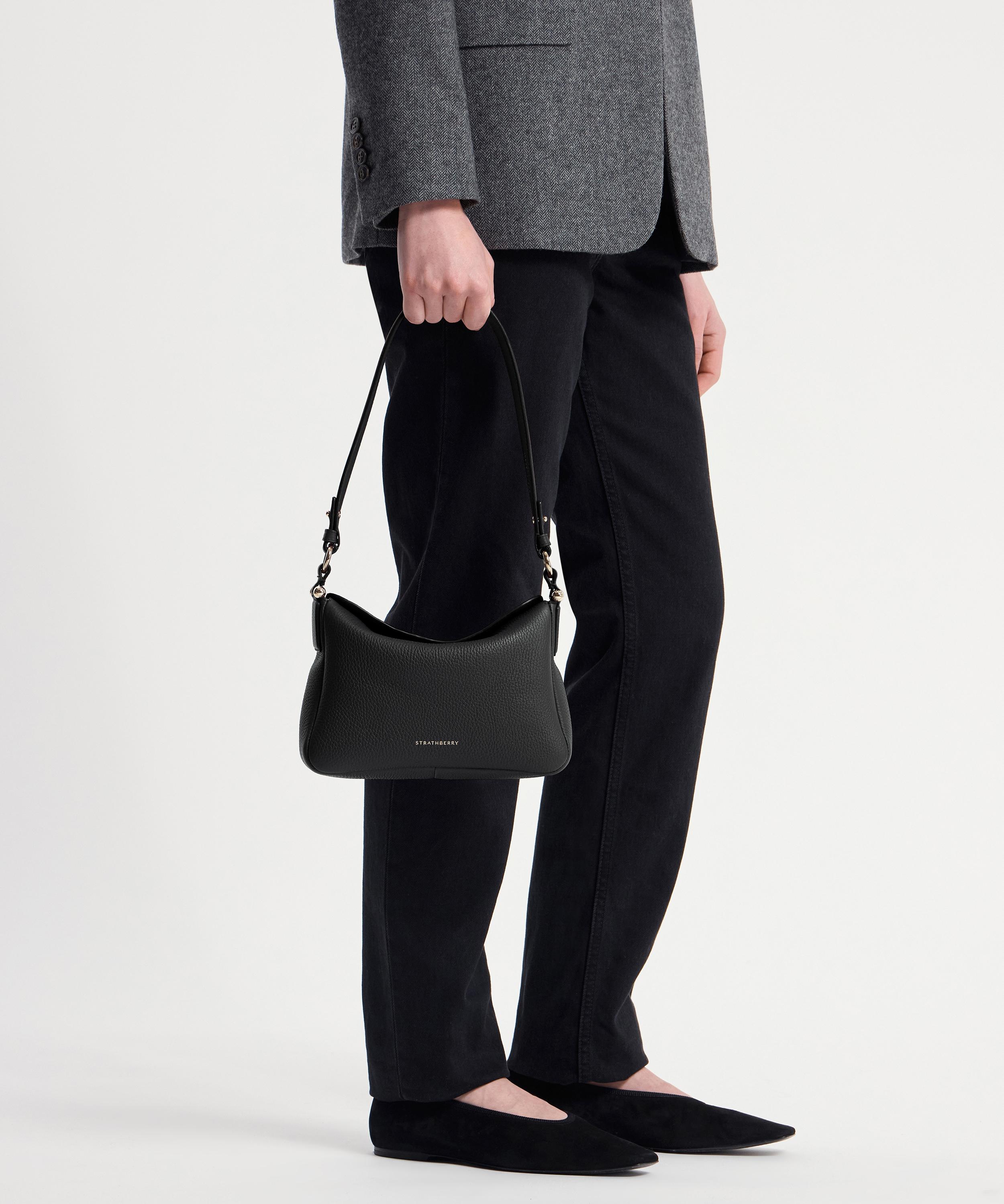 Strathberry - Sway Black Grained Leather Crossbody Bag image number 2