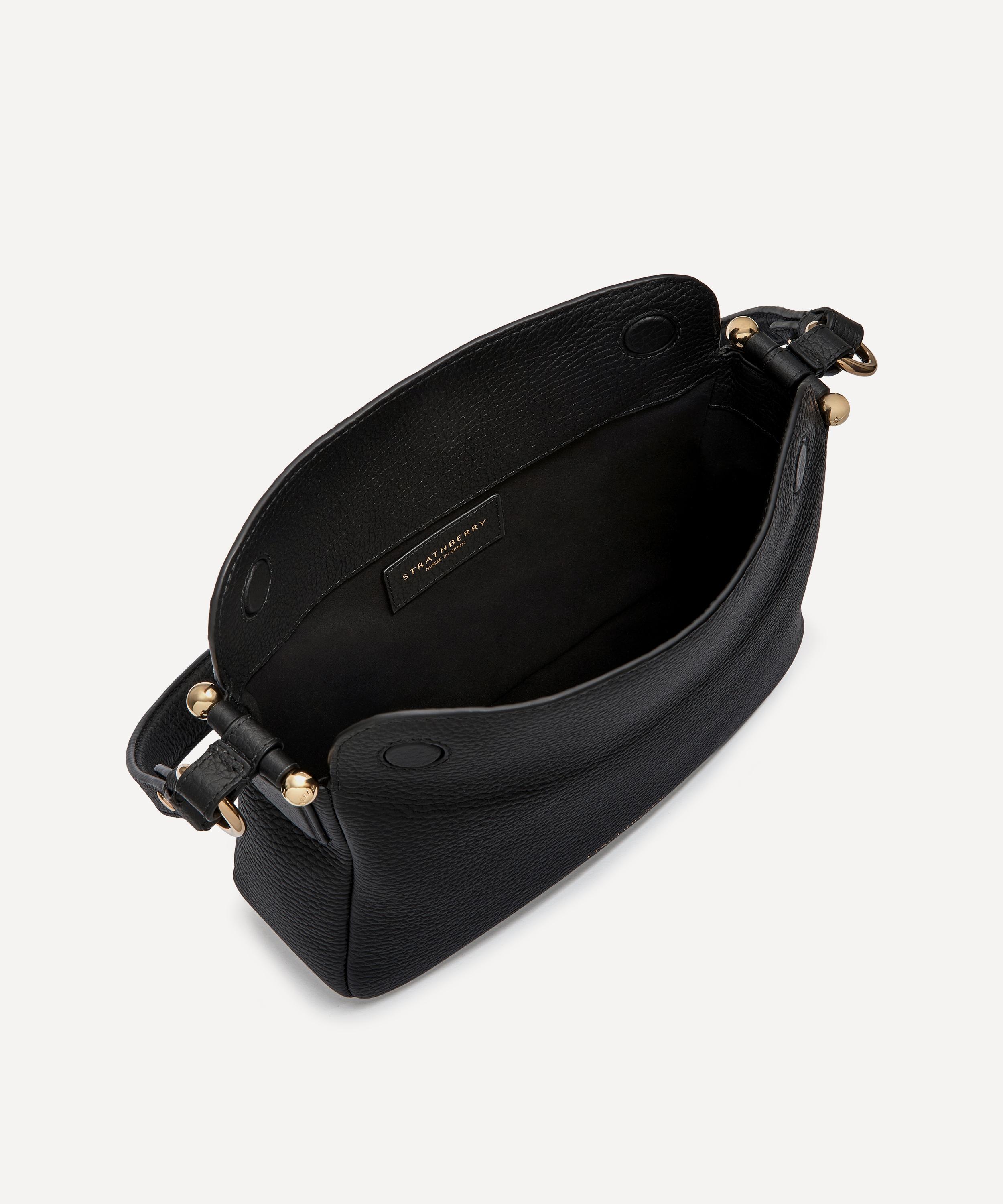 Strathberry - Sway Black Grained Leather Crossbody Bag image number 3