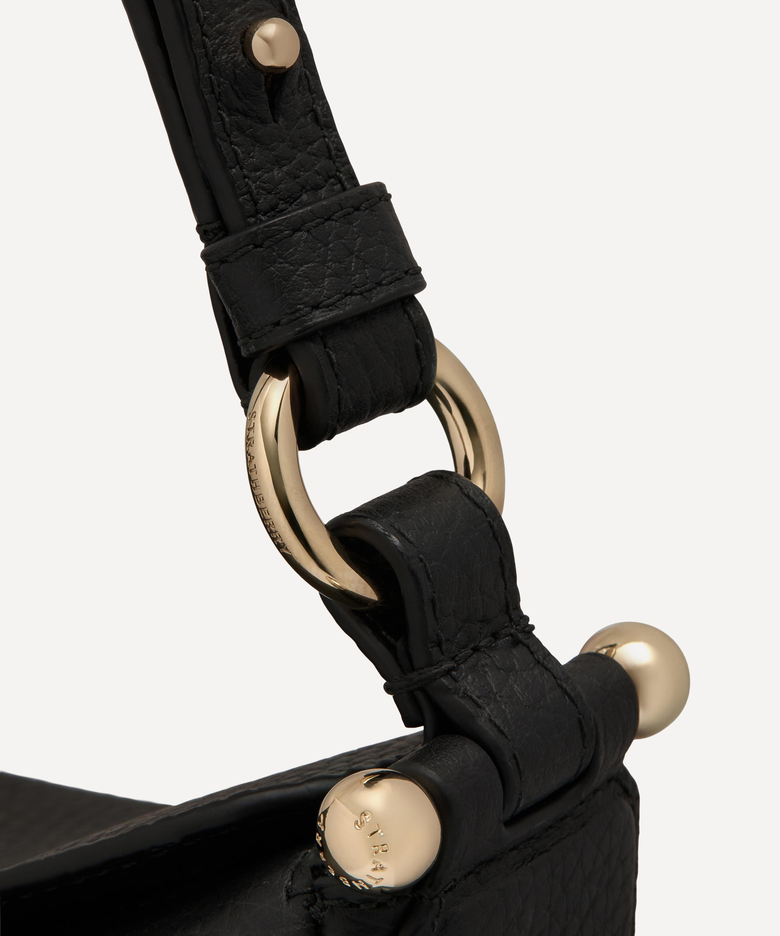 Strathberry - Sway Black Grained Leather Crossbody Bag image number 6