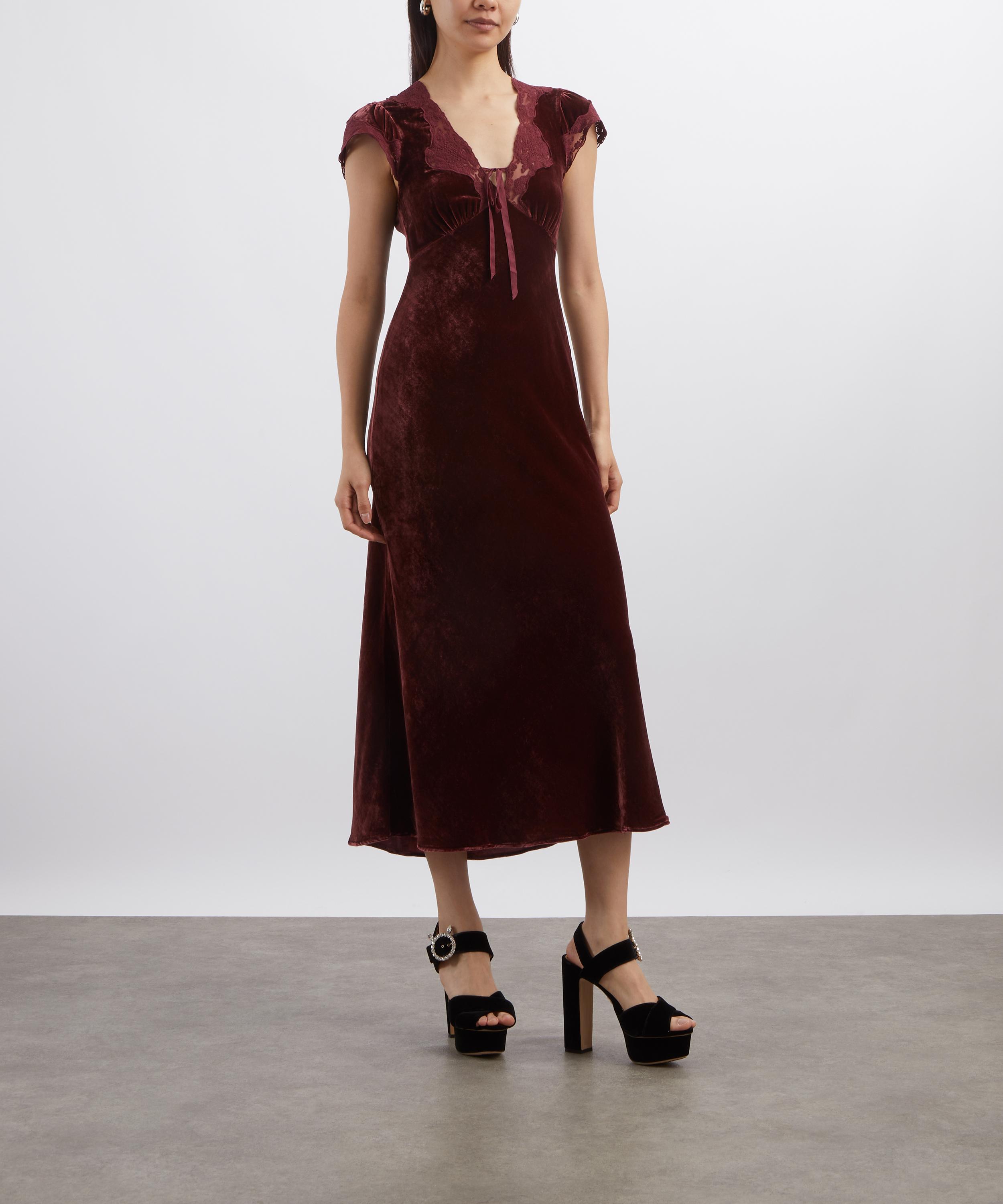 RIXO - Amari Silk Velvet Dress in Bordeaux image number 2