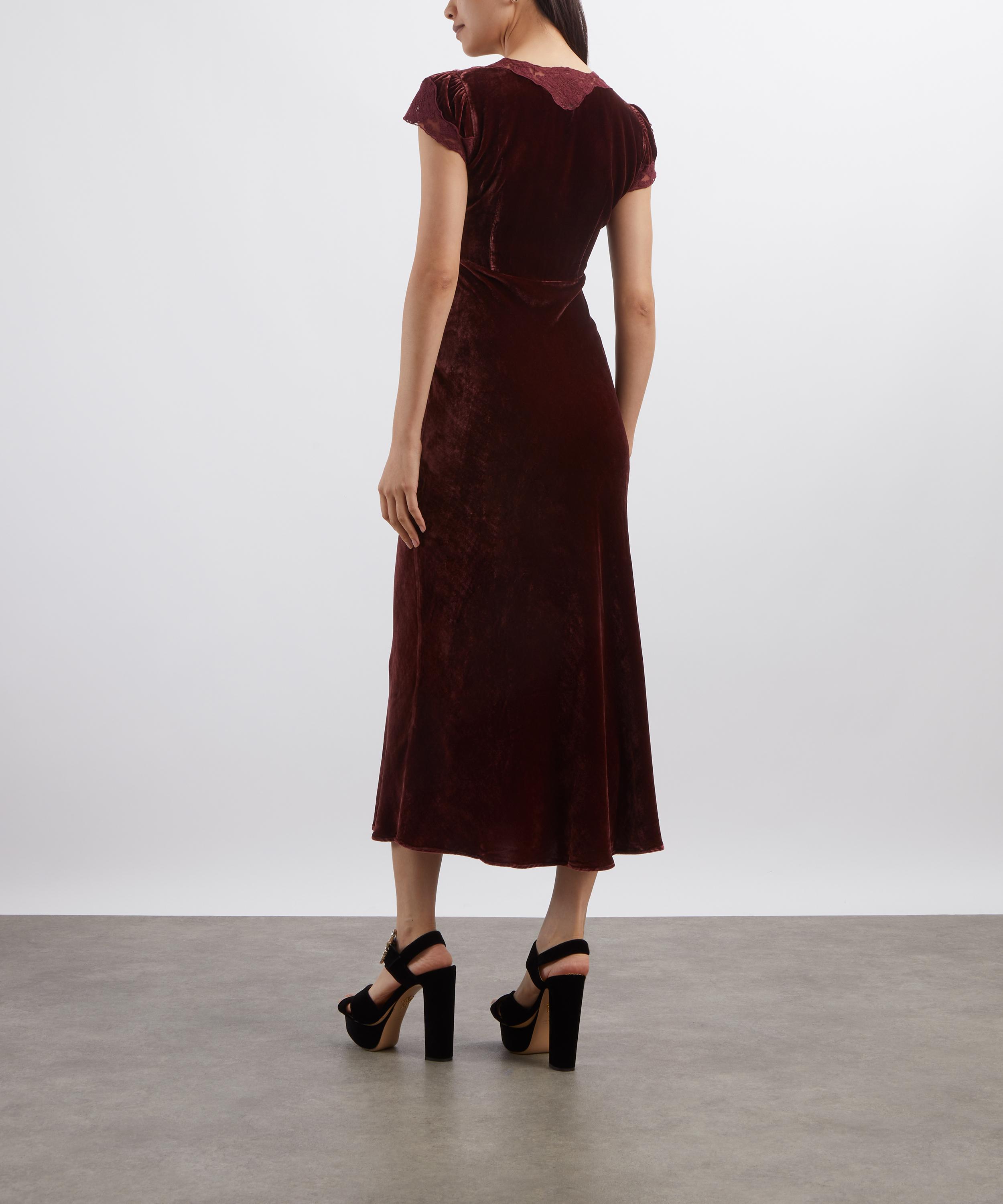 RIXO - Amari Silk Velvet Dress in Bordeaux image number 3