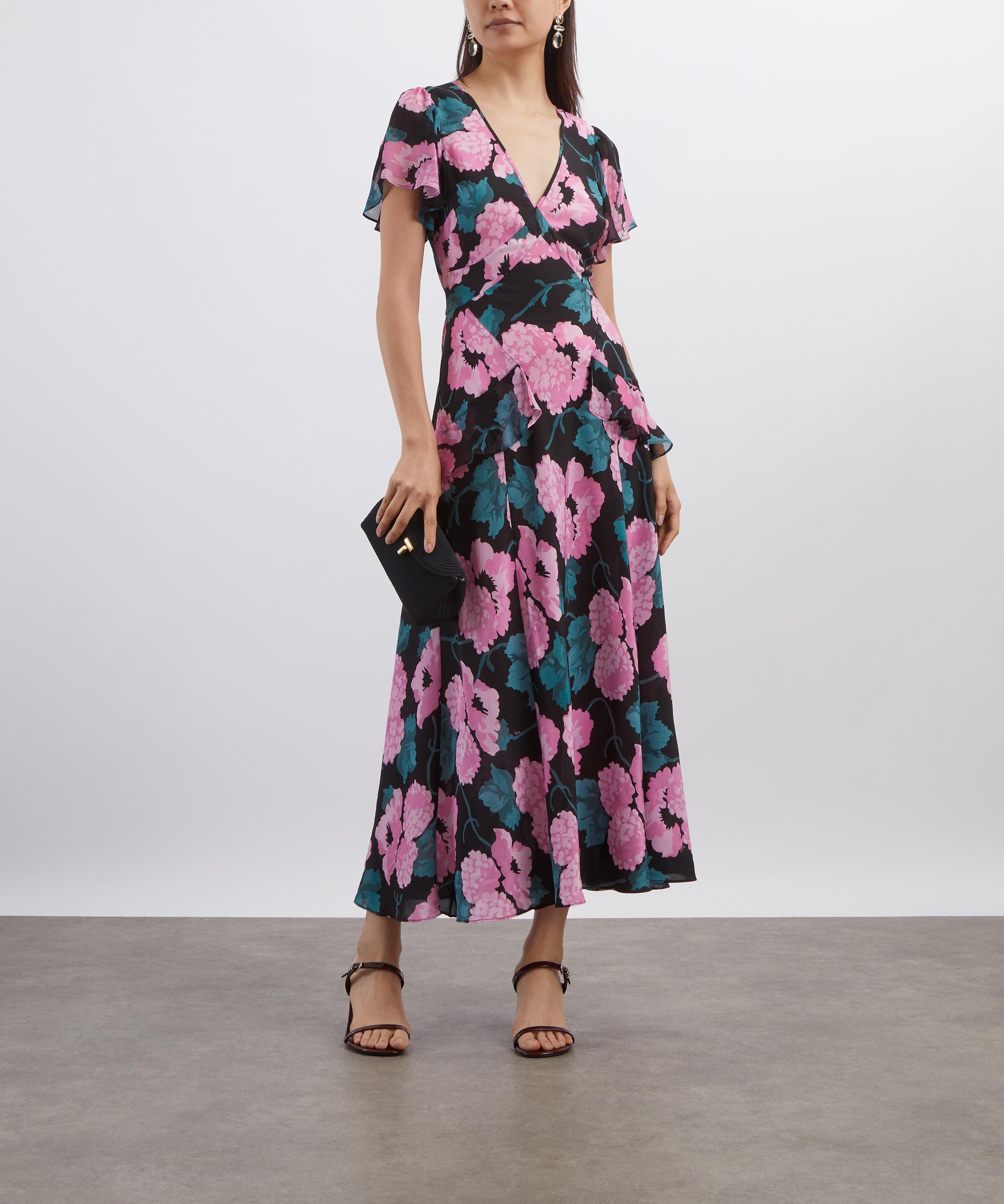 RIXO - Evie Dress in Hydrangea Floral Black image number 1