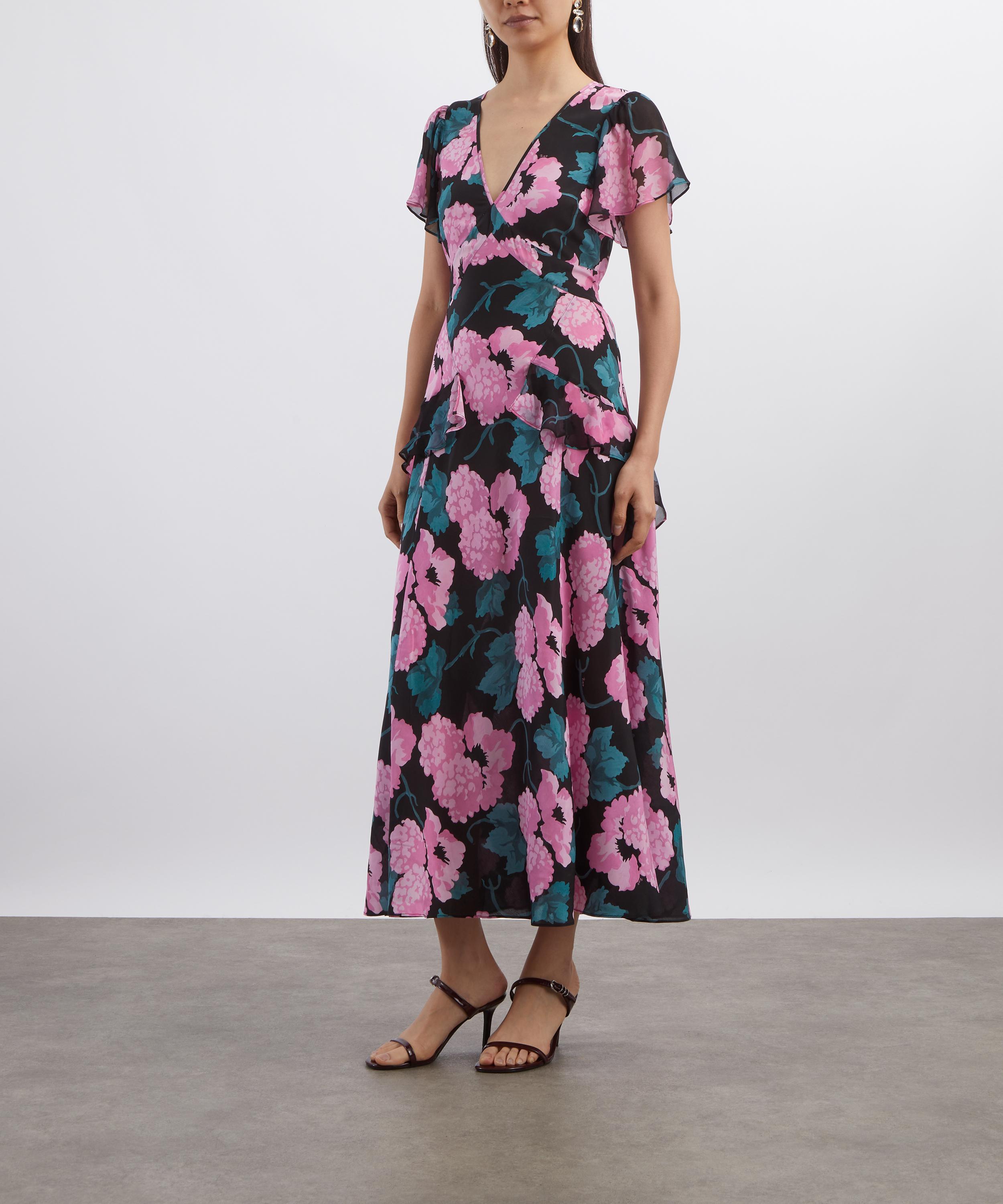 RIXO - Evie Dress in Hydrangea Floral Black image number 2