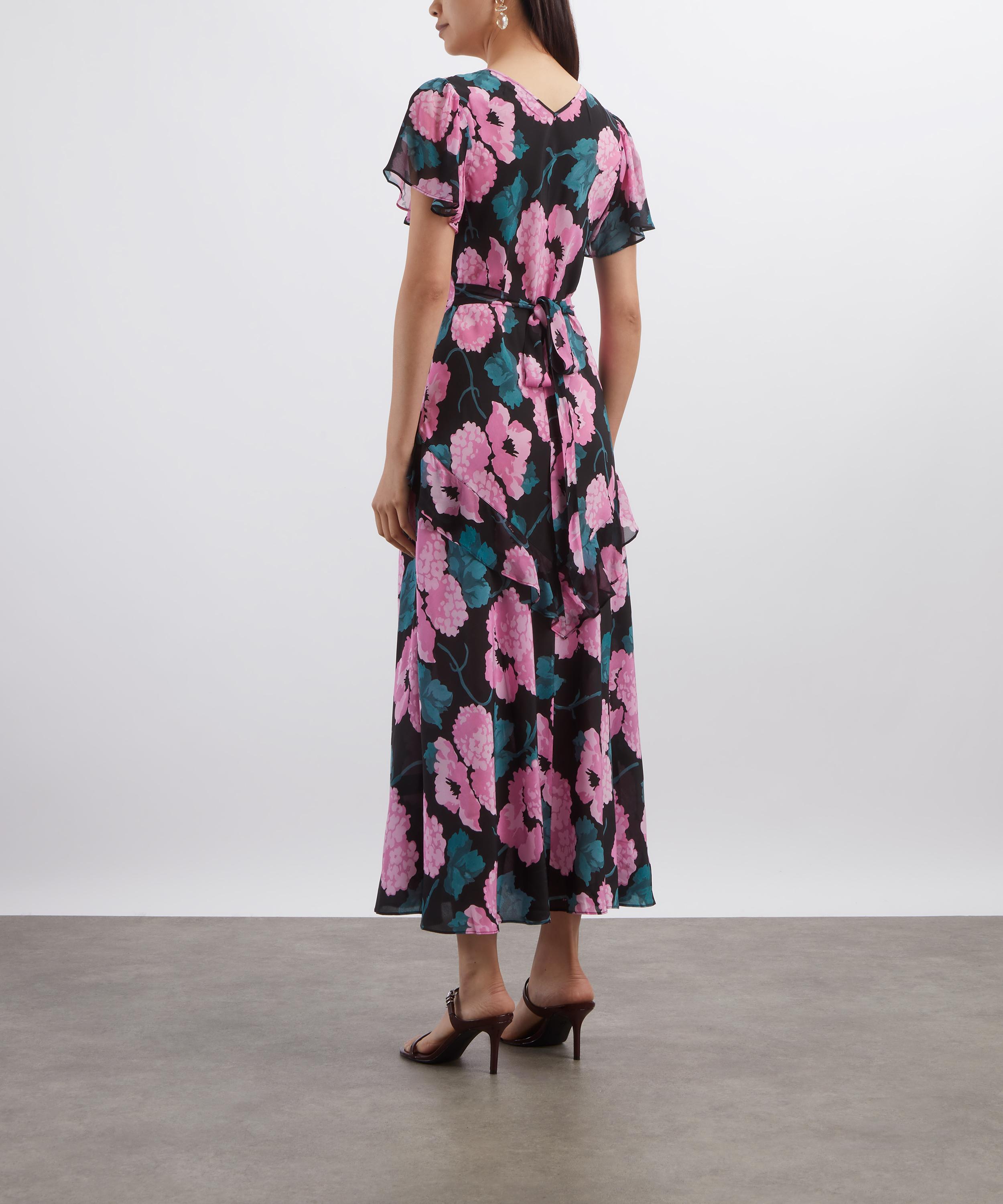 RIXO - Evie Dress in Hydrangea Floral Black image number 3